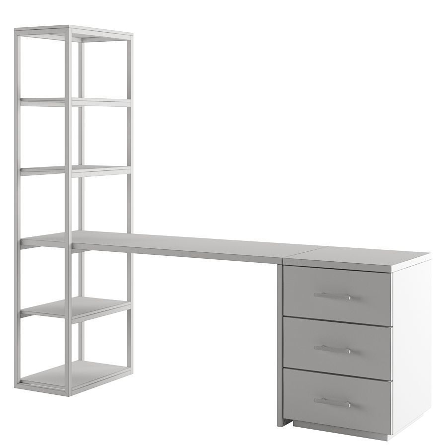 Desk with drawer 3D model_8