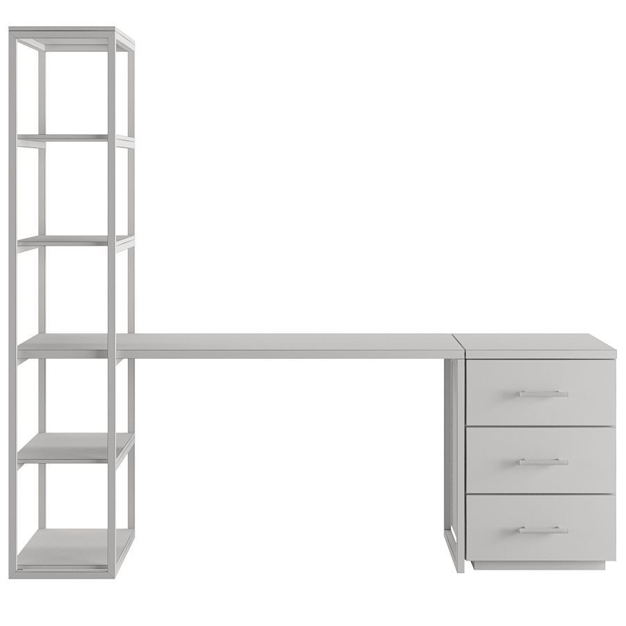 Desk with drawer 3D model_7