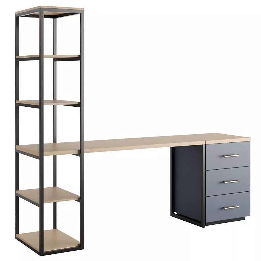 Desk with drawer 3D model_0