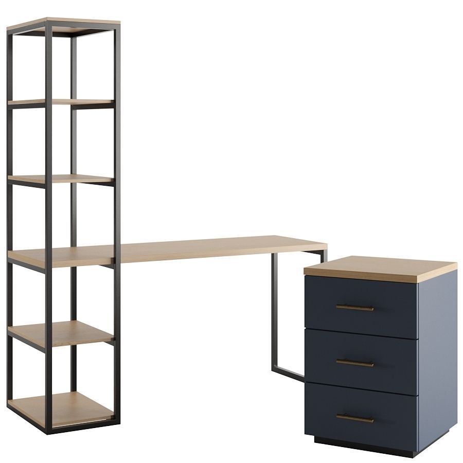 Desk with drawer 3D model_3