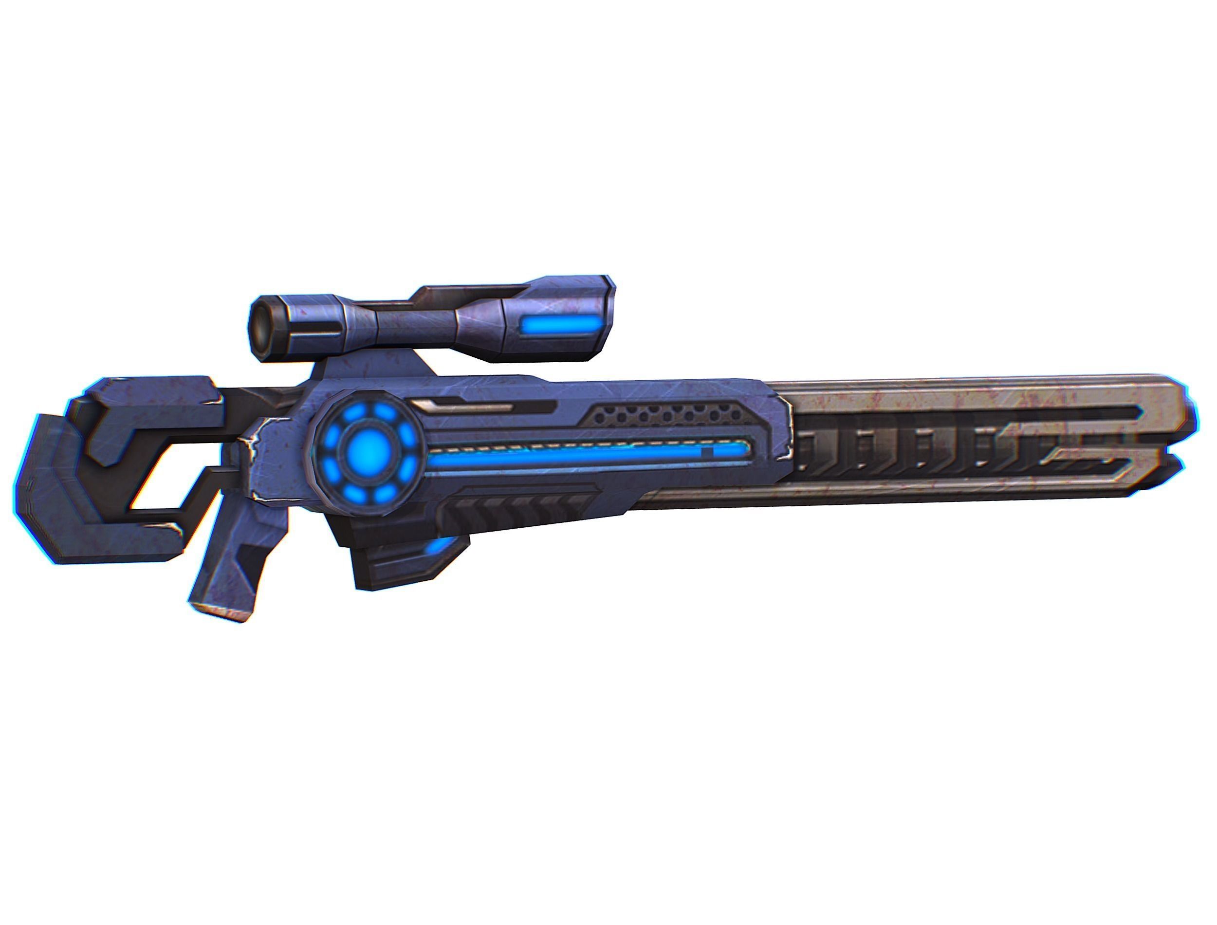 Sniper rifle of the future weapon barrel blaster laser arms Low-poly 3D model_5