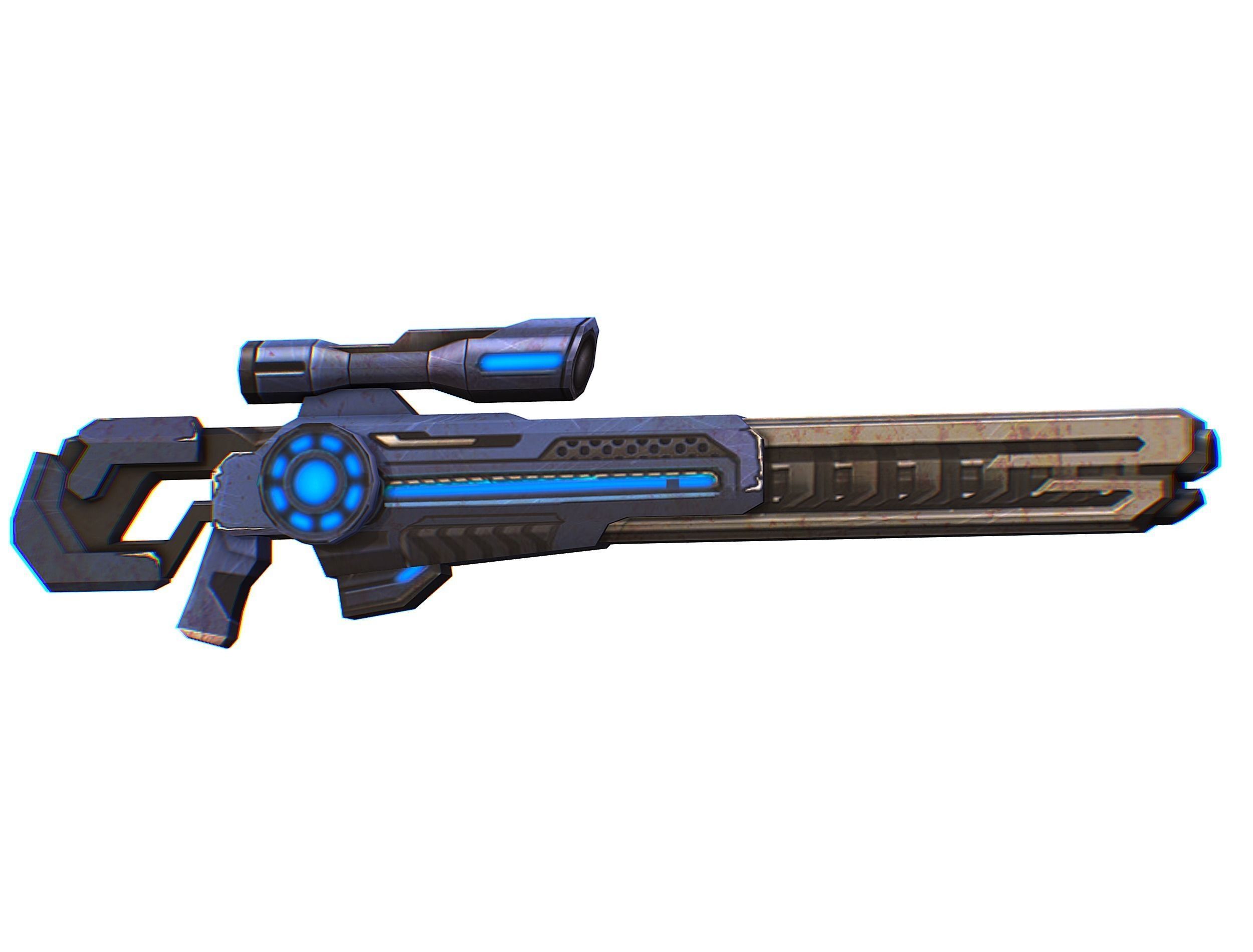 Sniper rifle of the future weapon barrel blaster laser arms Low-poly 3D model_39