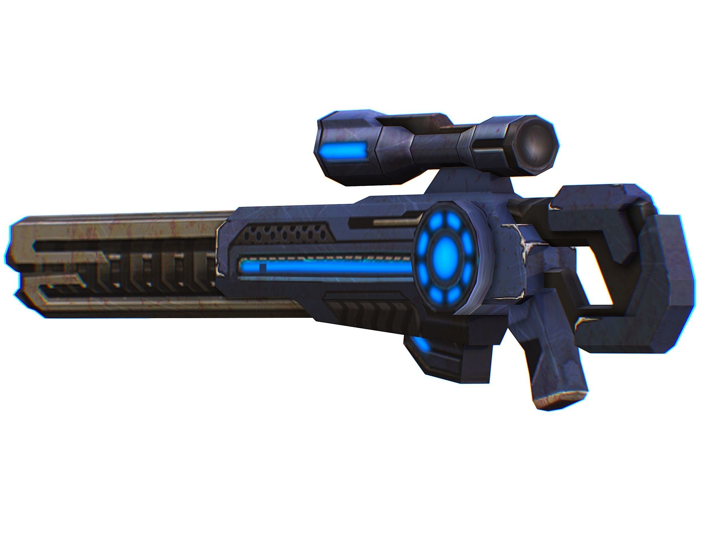Sniper rifle of the future weapon barrel blaster laser arms Low-poly 3D model_21