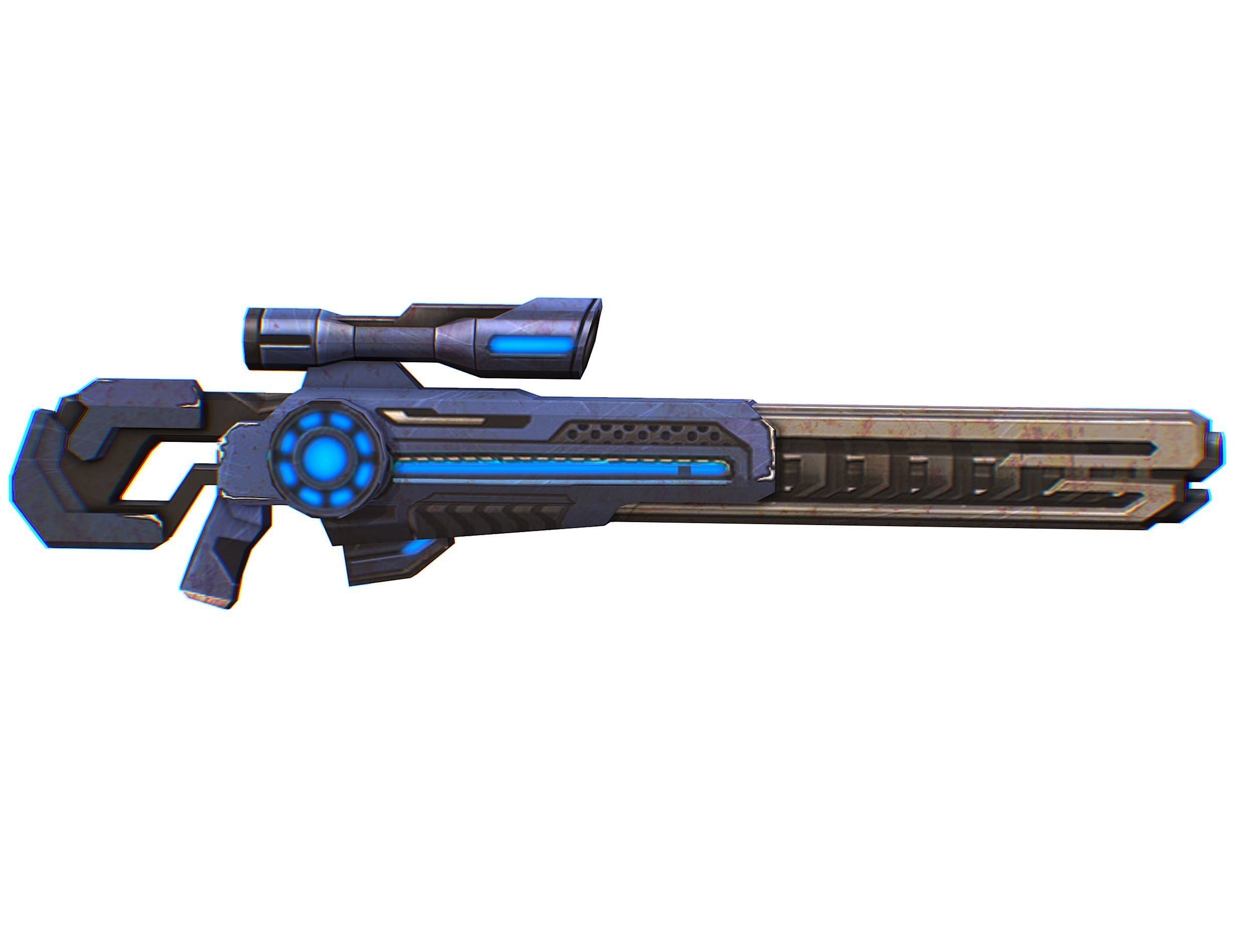 Sniper rifle of the future weapon barrel blaster laser arms Low-poly 3D model_2