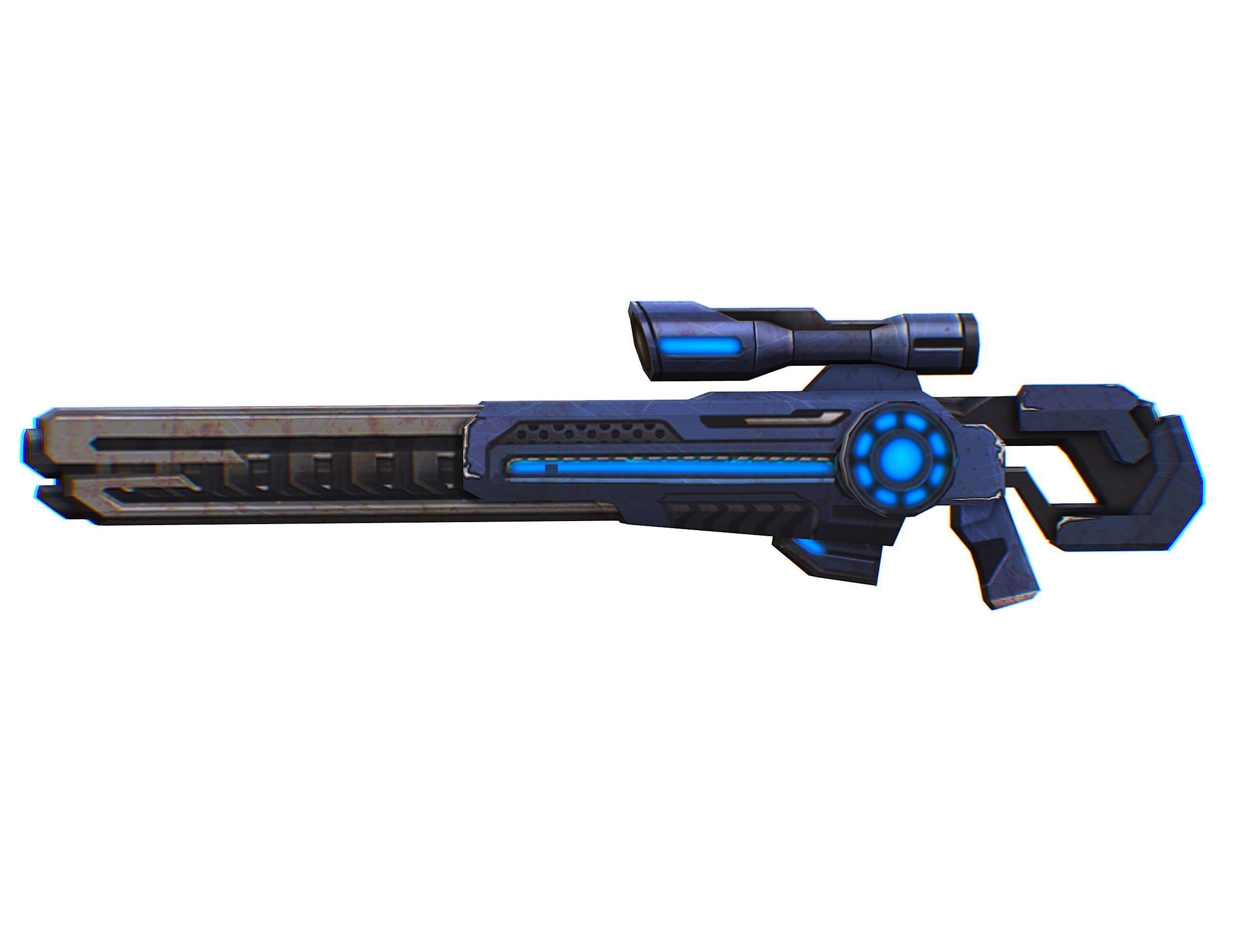Sniper rifle of the future weapon barrel blaster laser arms Low-poly 3D model_27