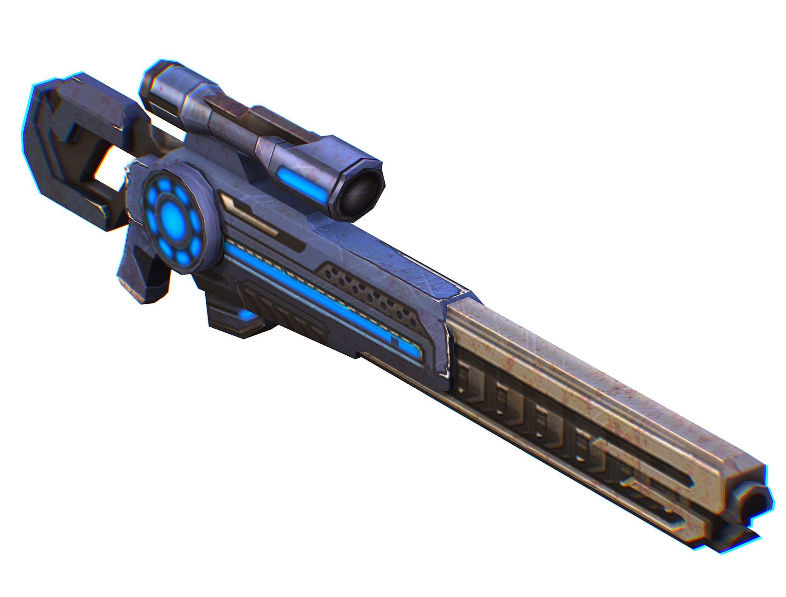 Sniper rifle of the future weapon barrel blaster laser arms Low-poly 3D model_40