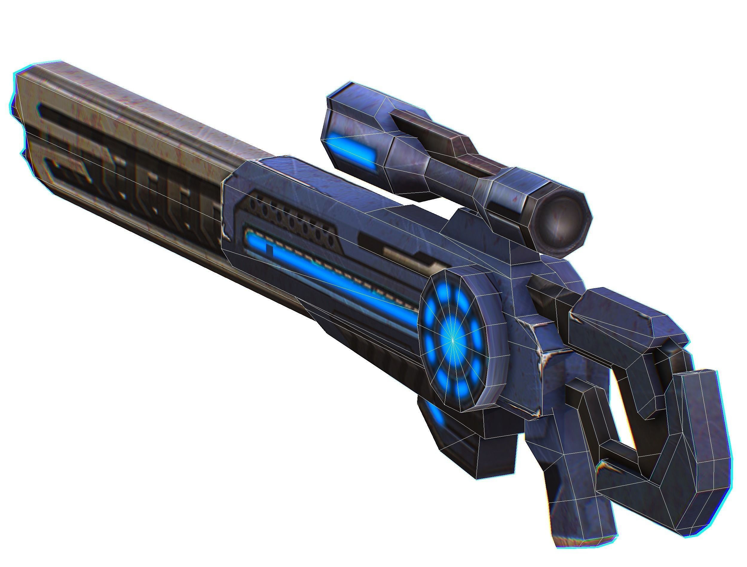 Sniper rifle of the future weapon barrel blaster laser arms Low-poly 3D model_50
