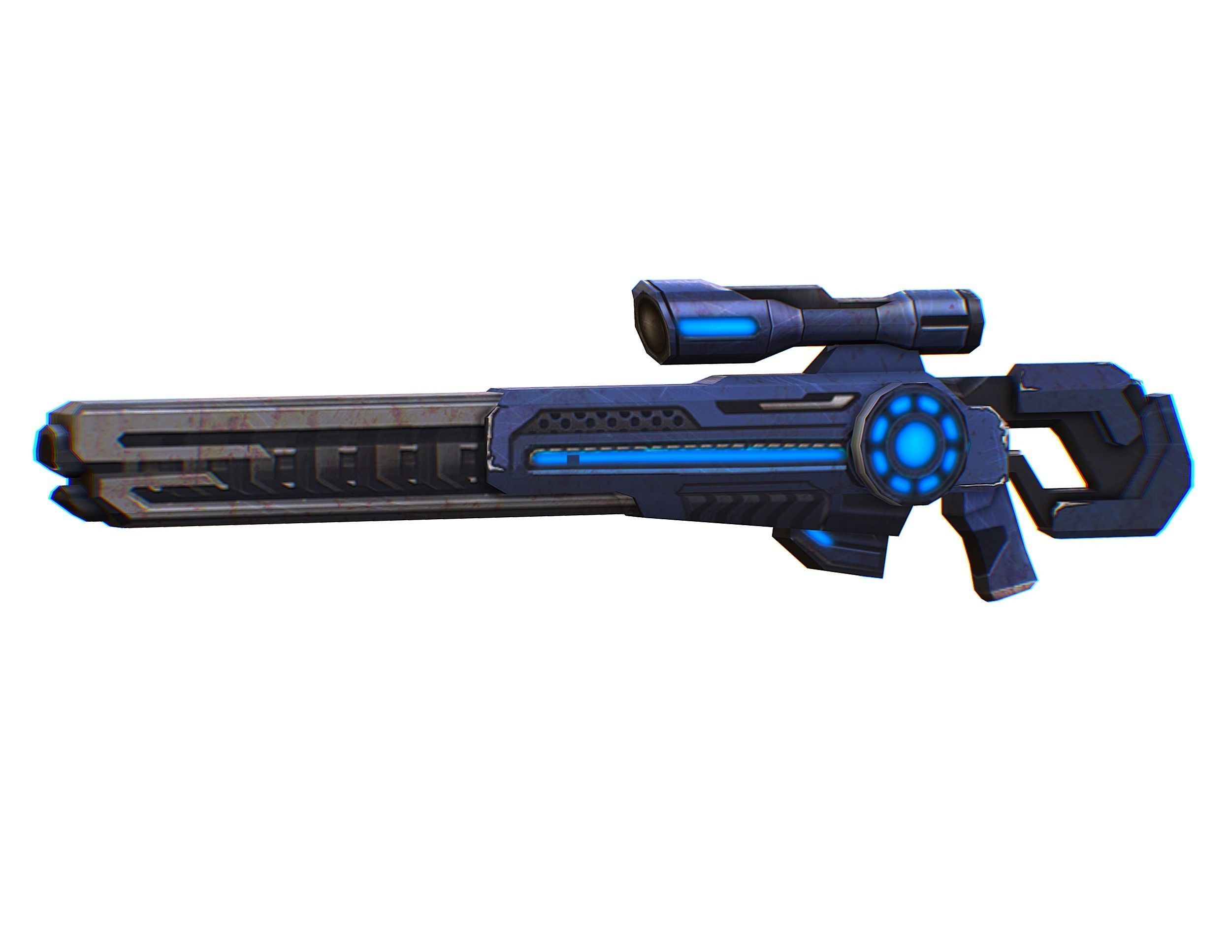 Sniper rifle of the future weapon barrel blaster laser arms Low-poly 3D model_28