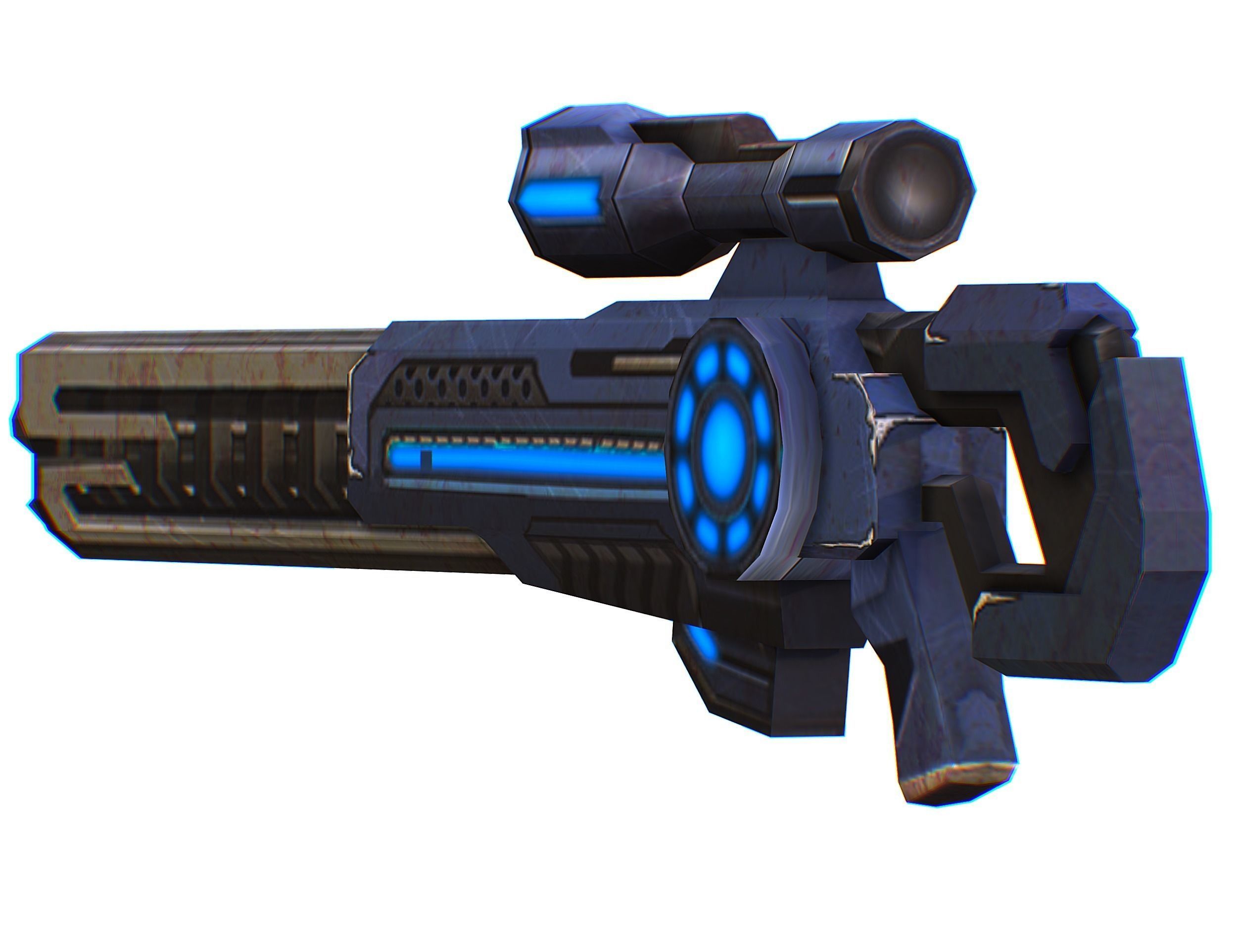 Sniper rifle of the future weapon barrel blaster laser arms Low-poly 3D model_18