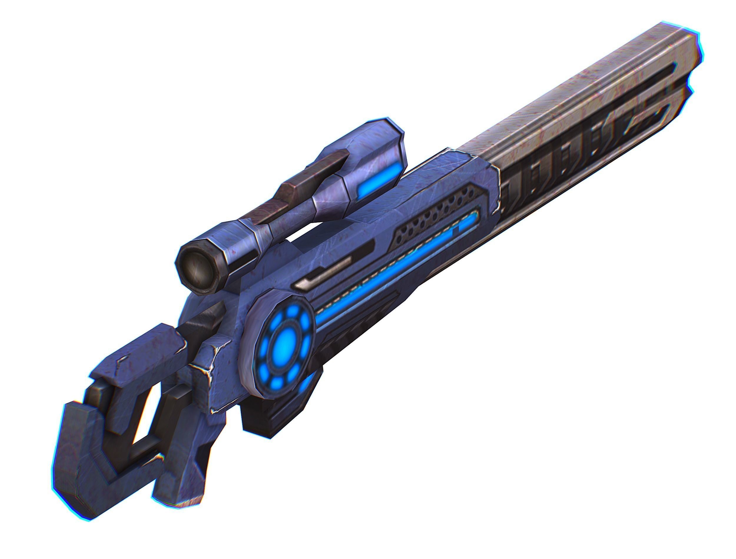 Sniper rifle of the future weapon barrel blaster laser arms Low-poly 3D model_43