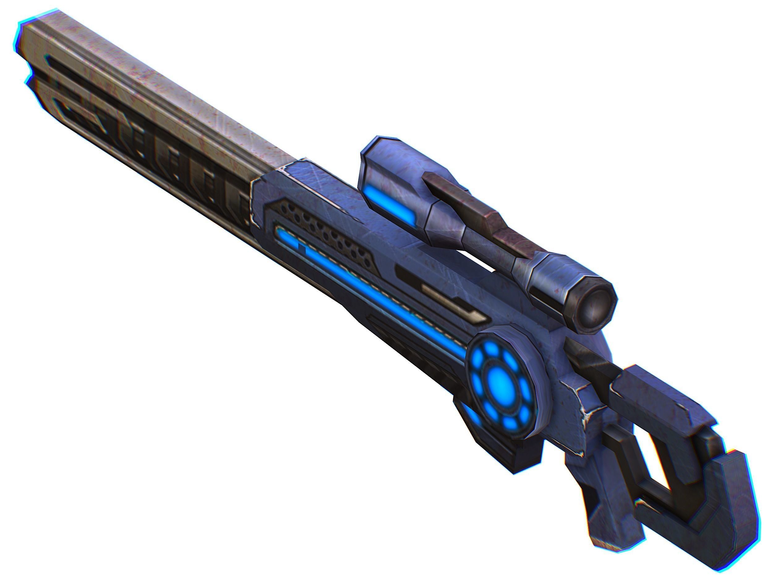 Sniper rifle of the future weapon barrel blaster laser arms Low-poly 3D model_42