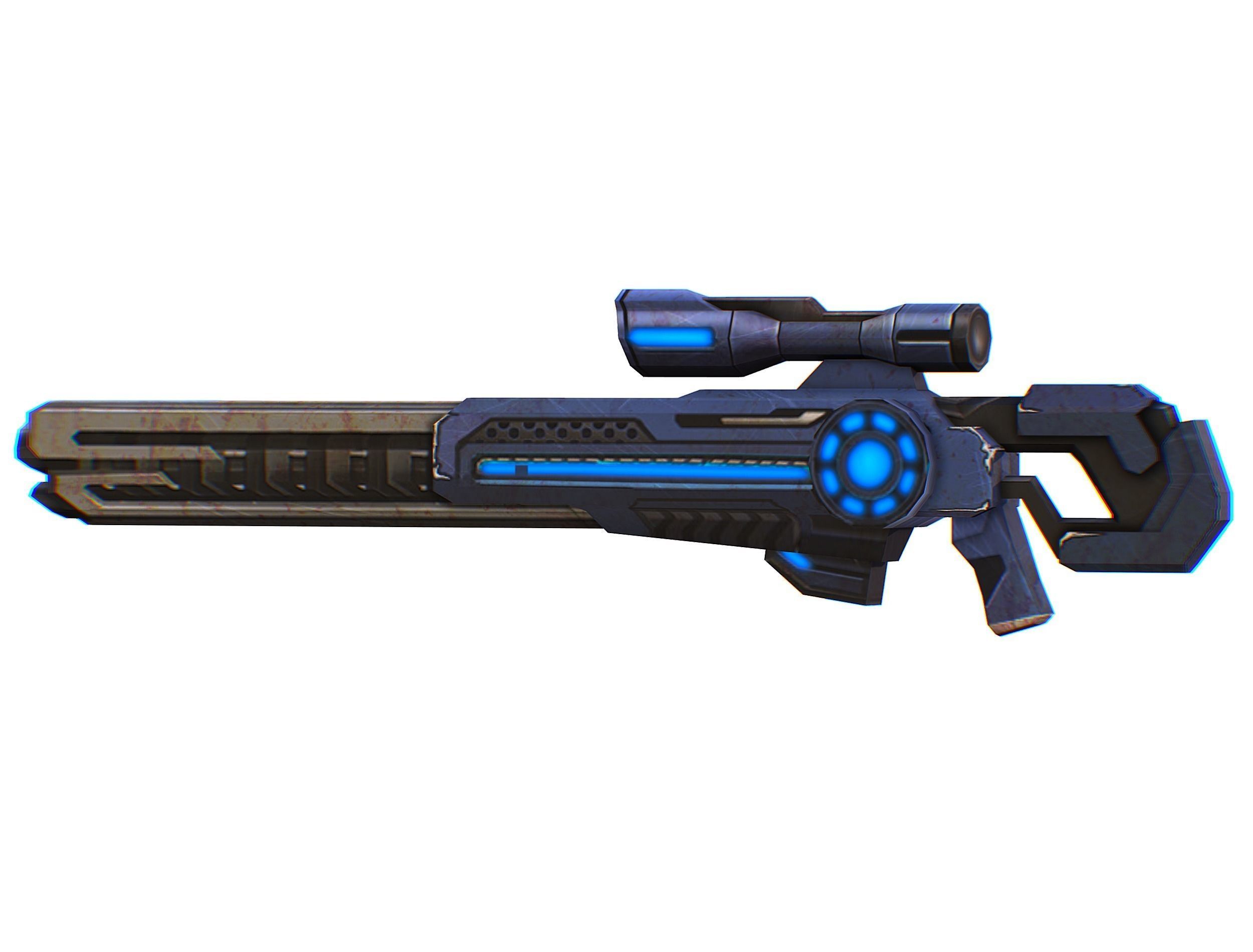 Sniper rifle of the future weapon barrel blaster laser arms Low-poly 3D model_25