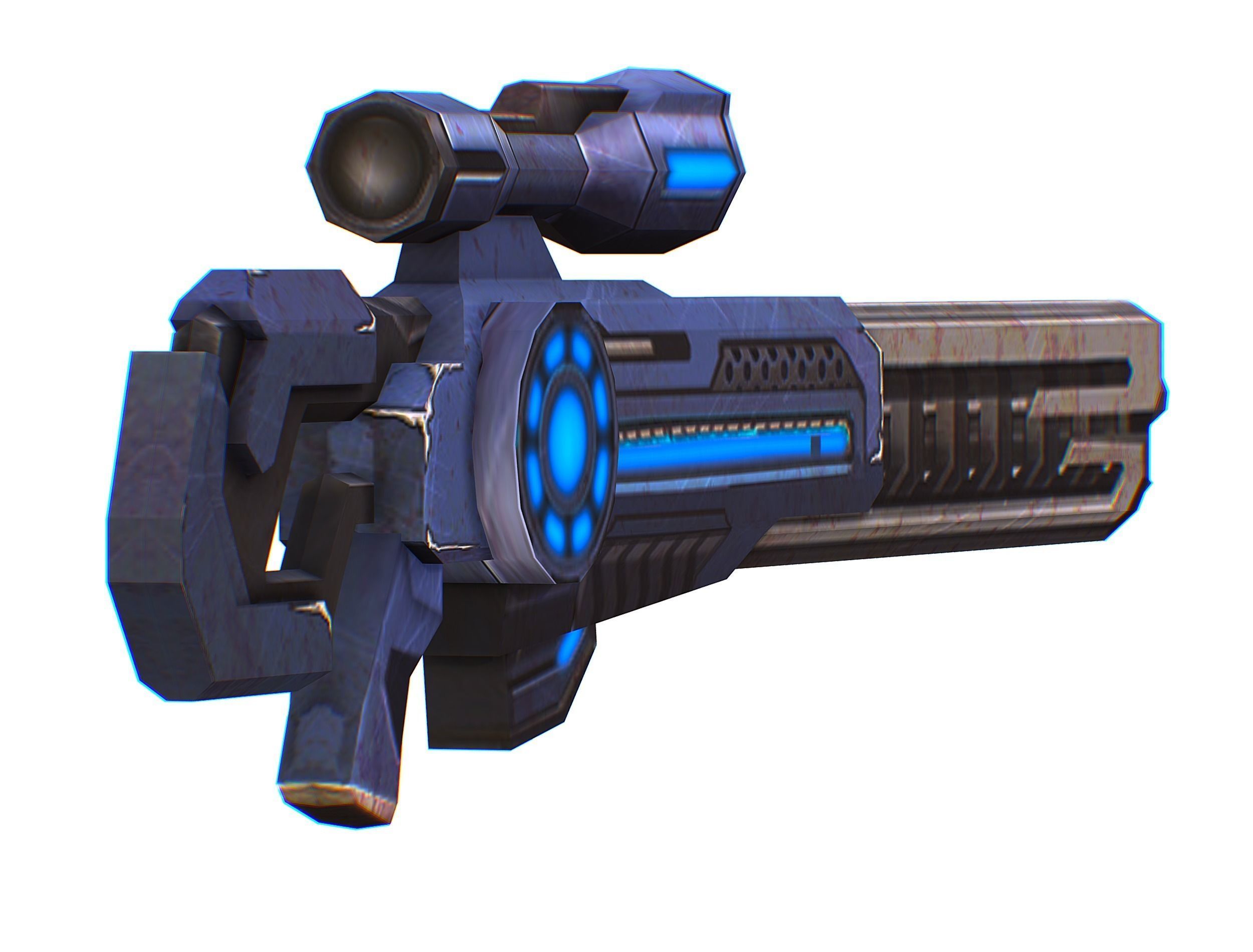 Sniper rifle of the future weapon barrel blaster laser arms Low-poly 3D model_11