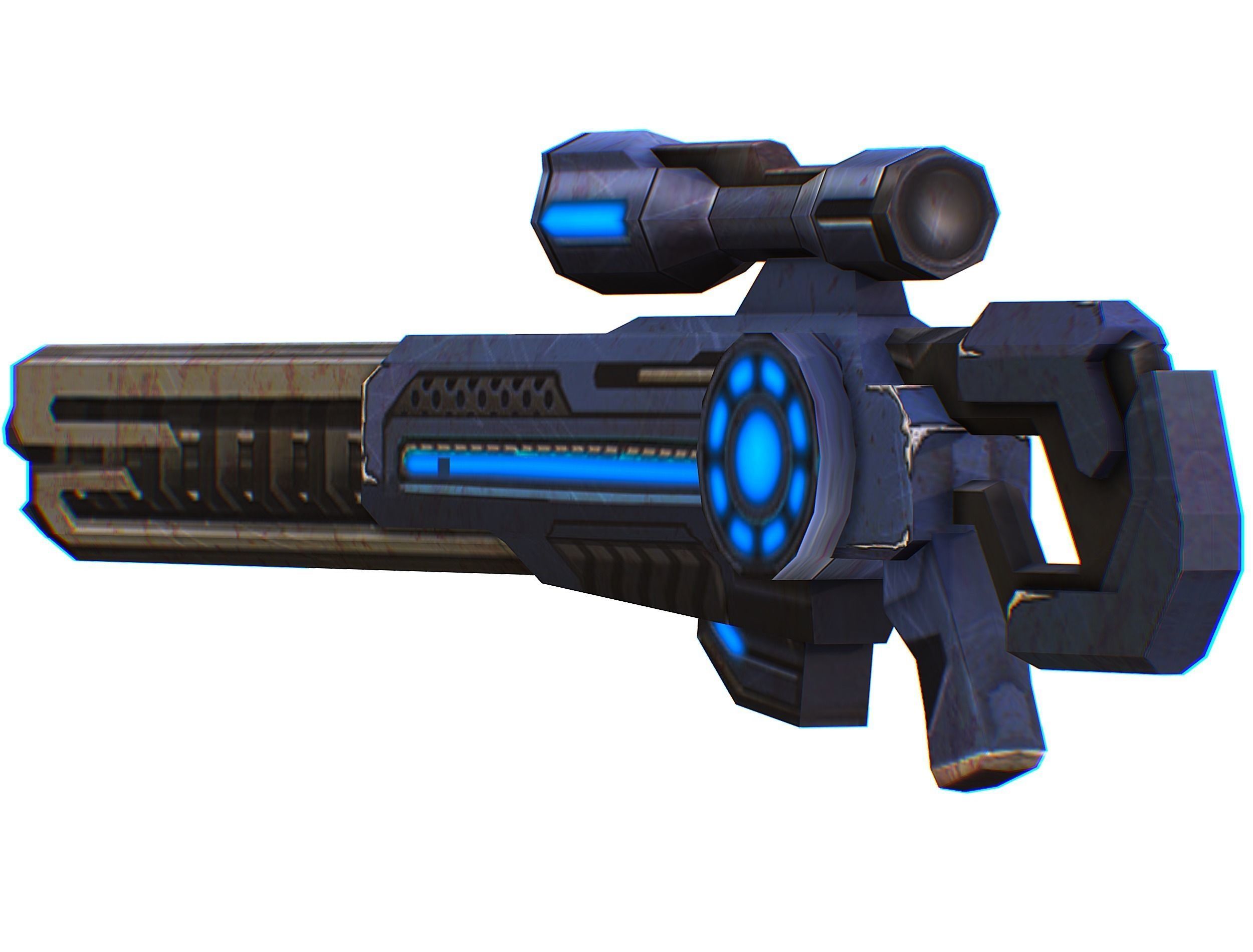 Sniper rifle of the future weapon barrel blaster laser arms Low-poly 3D model_19