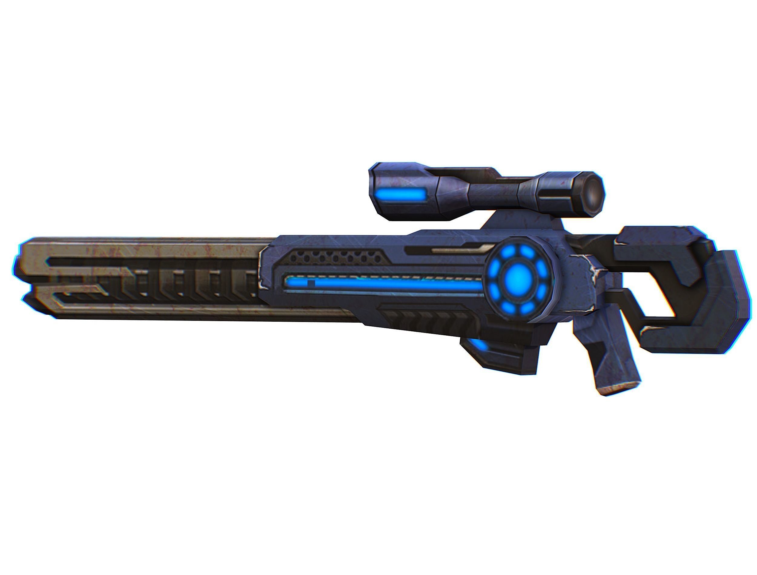 Sniper rifle of the future weapon barrel blaster laser arms Low-poly 3D model_24