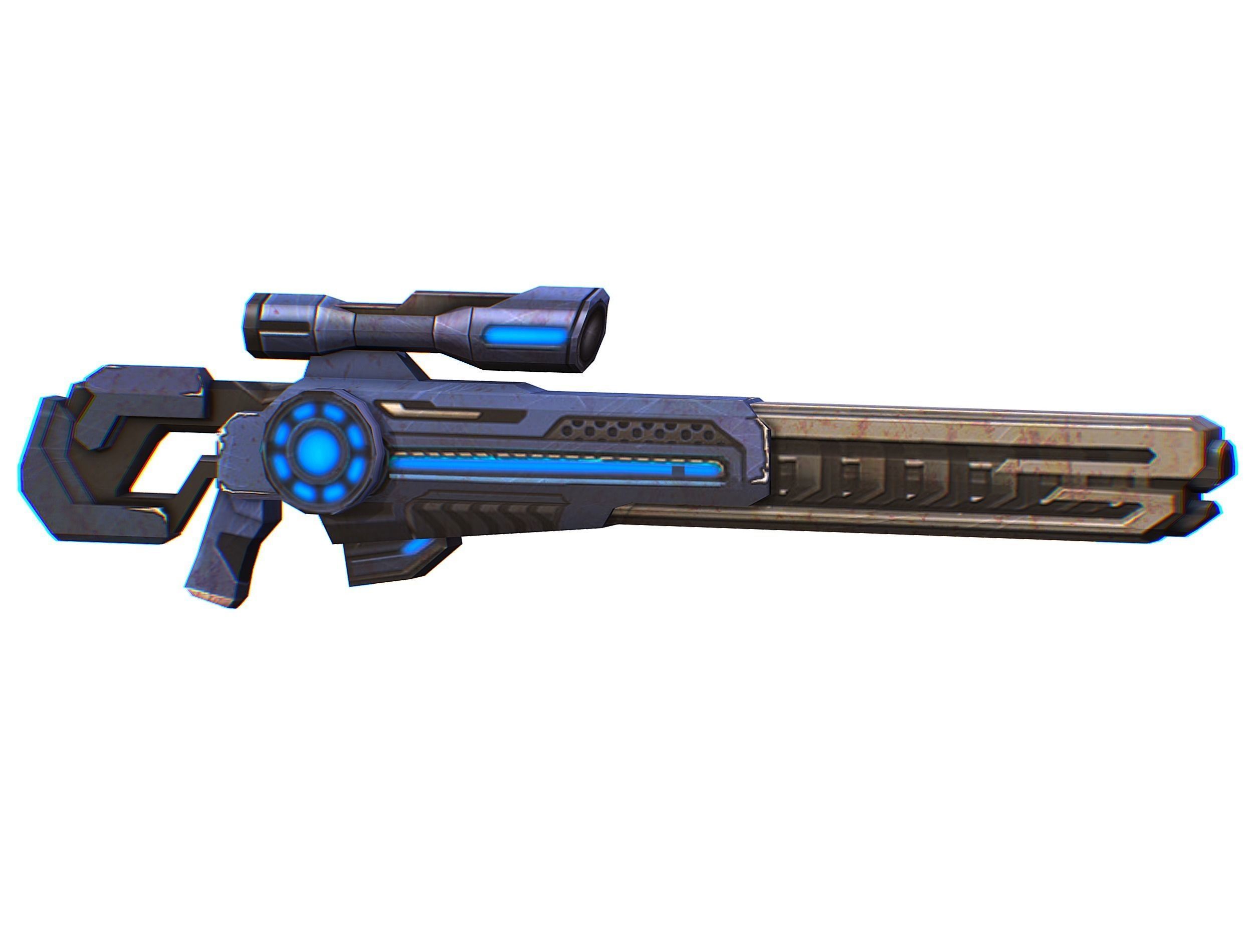 Sniper rifle of the future weapon barrel blaster laser arms Low-poly 3D model_1