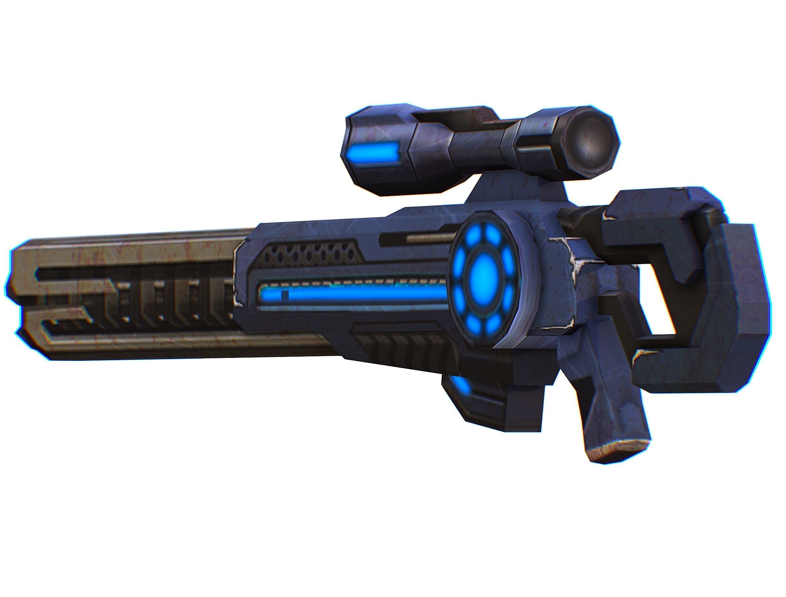 Sniper rifle of the future weapon barrel blaster laser arms Low-poly 3D model_20