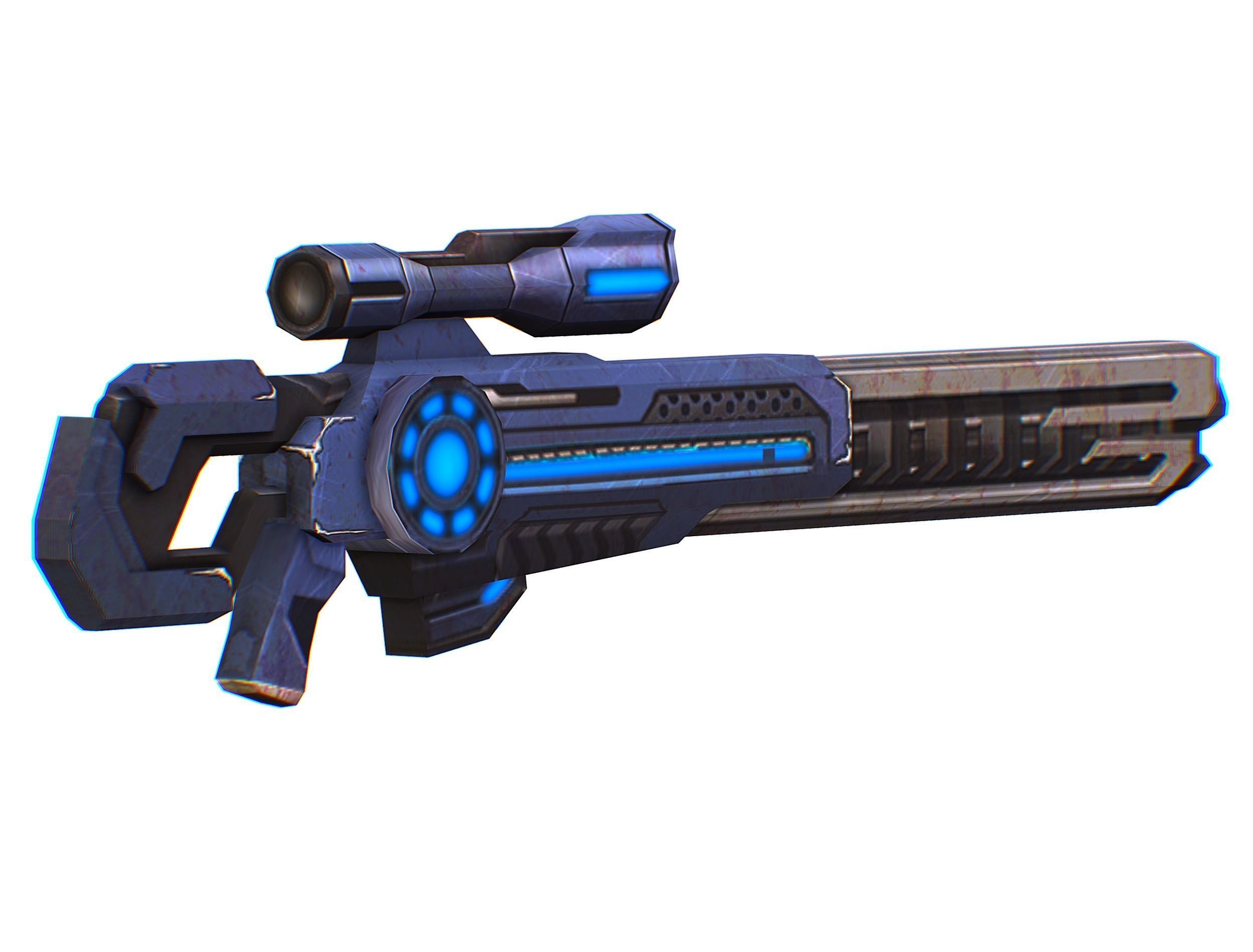 Sniper rifle of the future weapon barrel blaster laser arms Low-poly 3D model_8