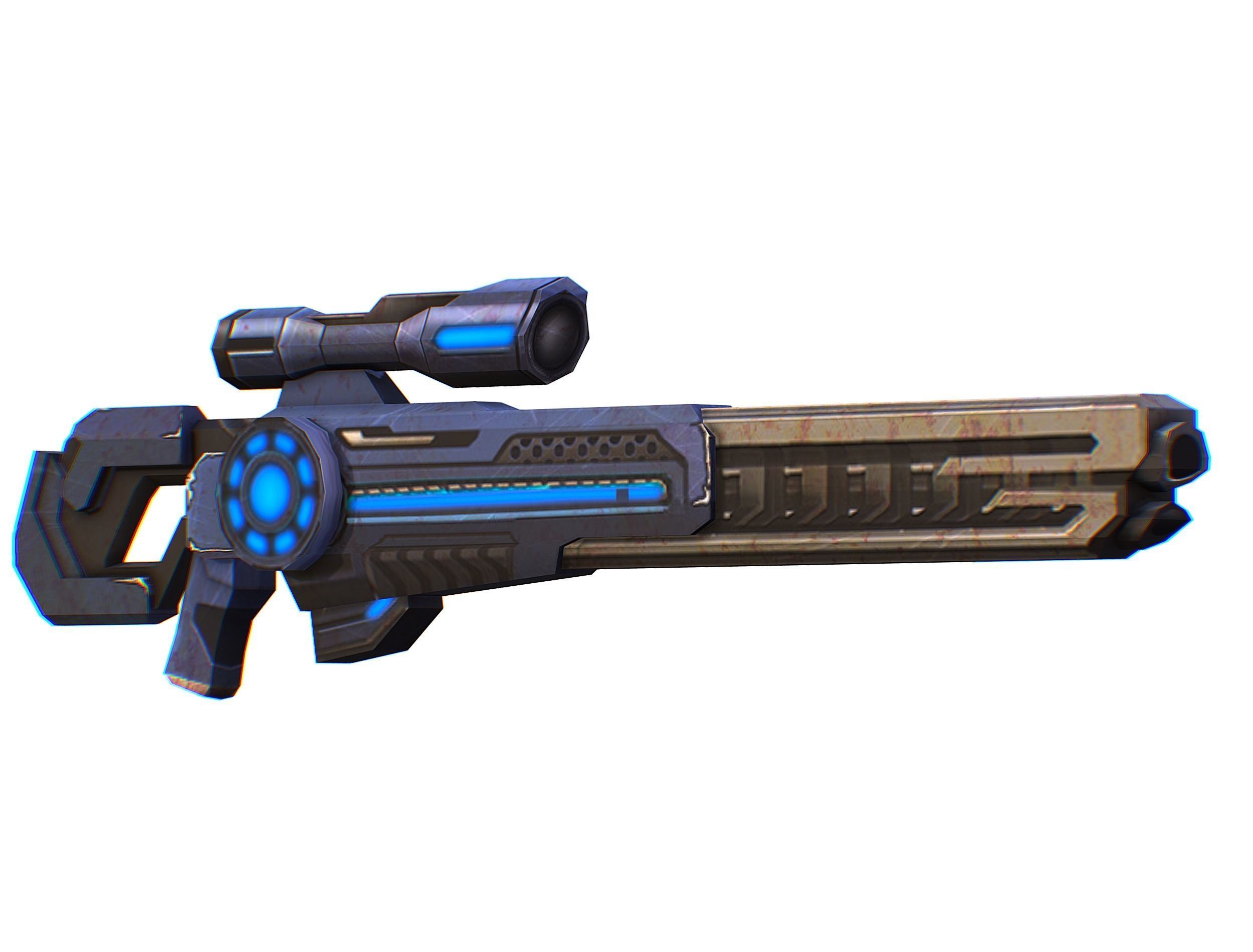 Sniper rifle of the future weapon barrel blaster laser arms Low-poly 3D model_38