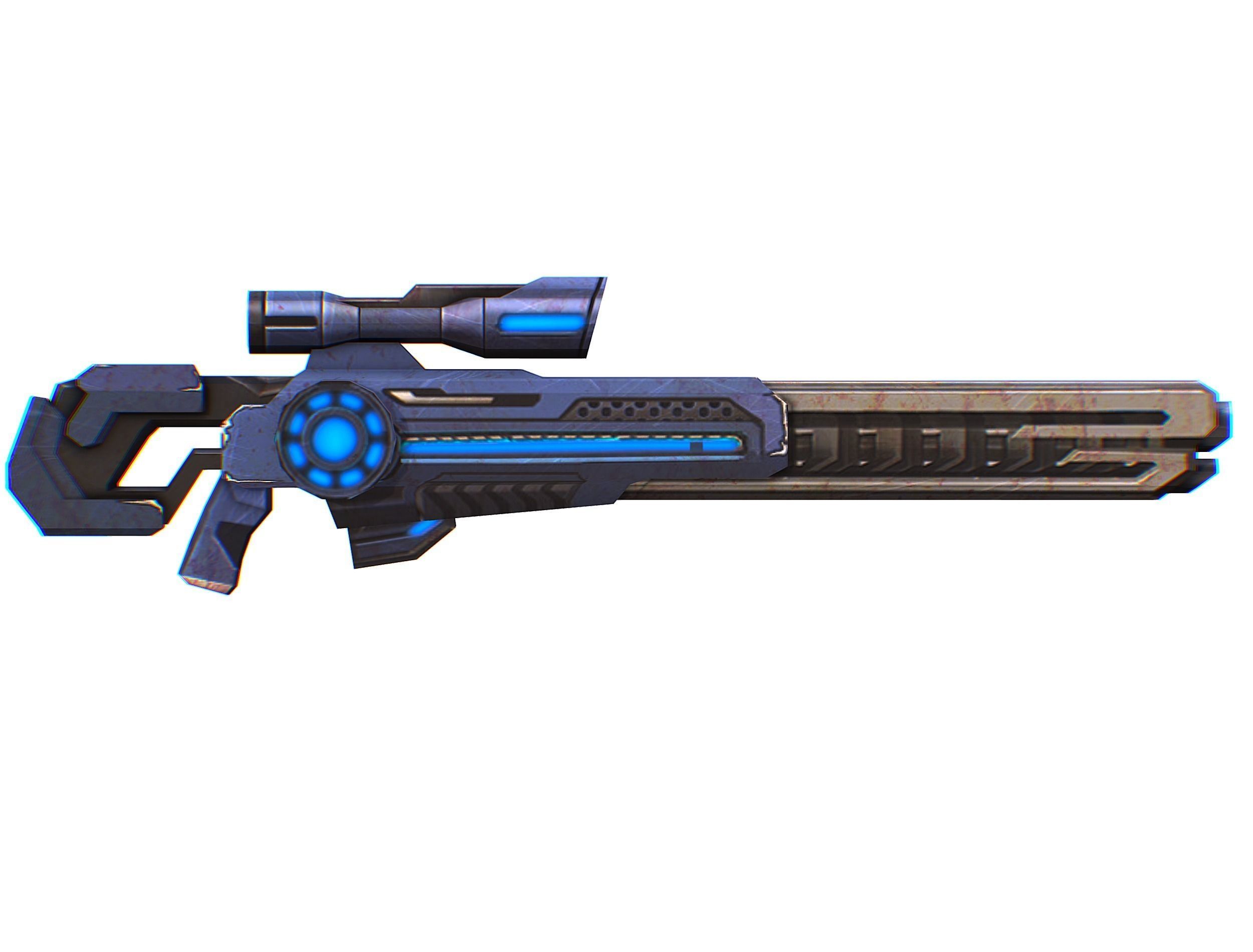 Sniper rifle of the future weapon barrel blaster laser arms Low-poly 3D model_44
