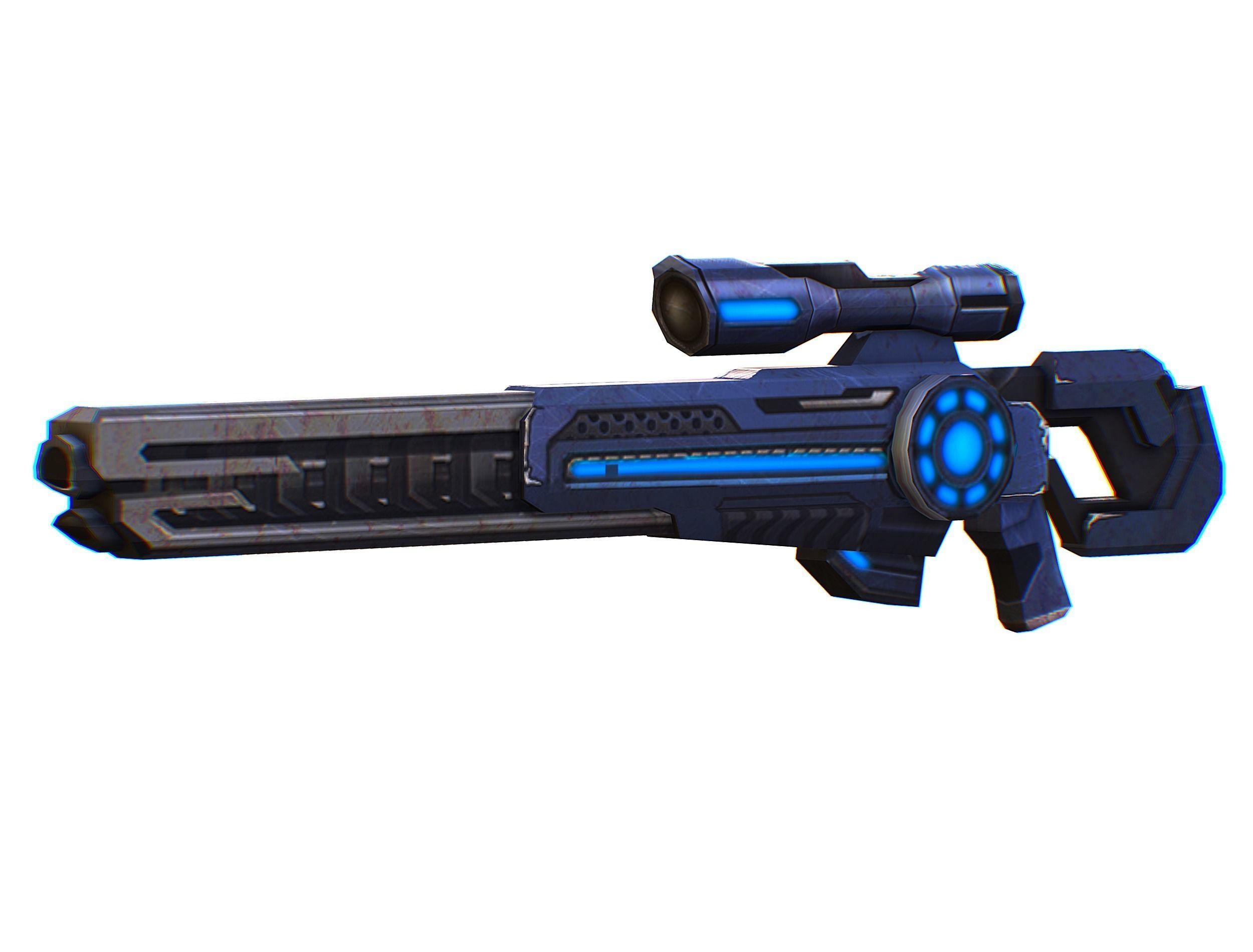Sniper rifle of the future weapon barrel blaster laser arms Low-poly 3D model_29