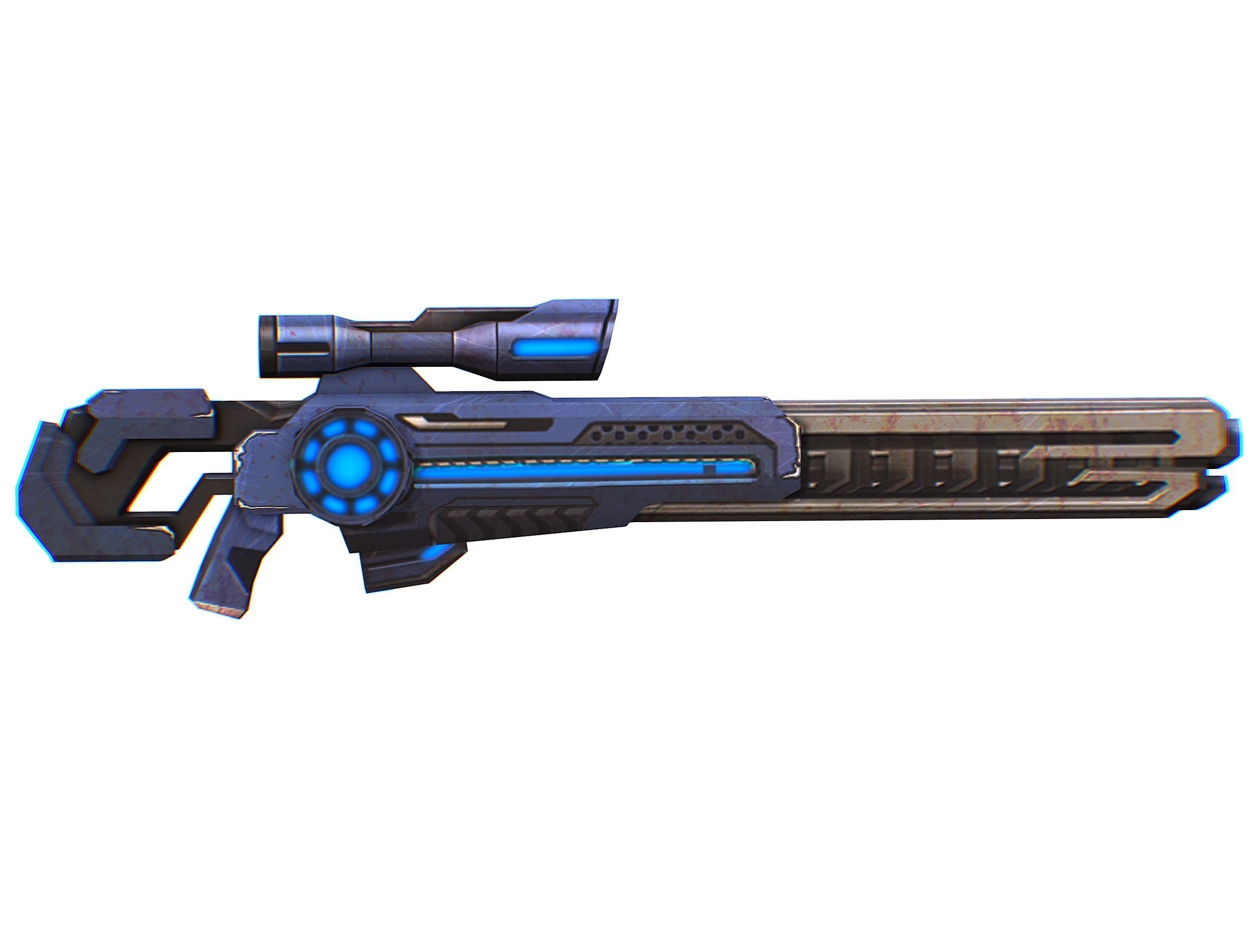 Sniper rifle of the future weapon barrel blaster laser arms Low-poly 3D model_3