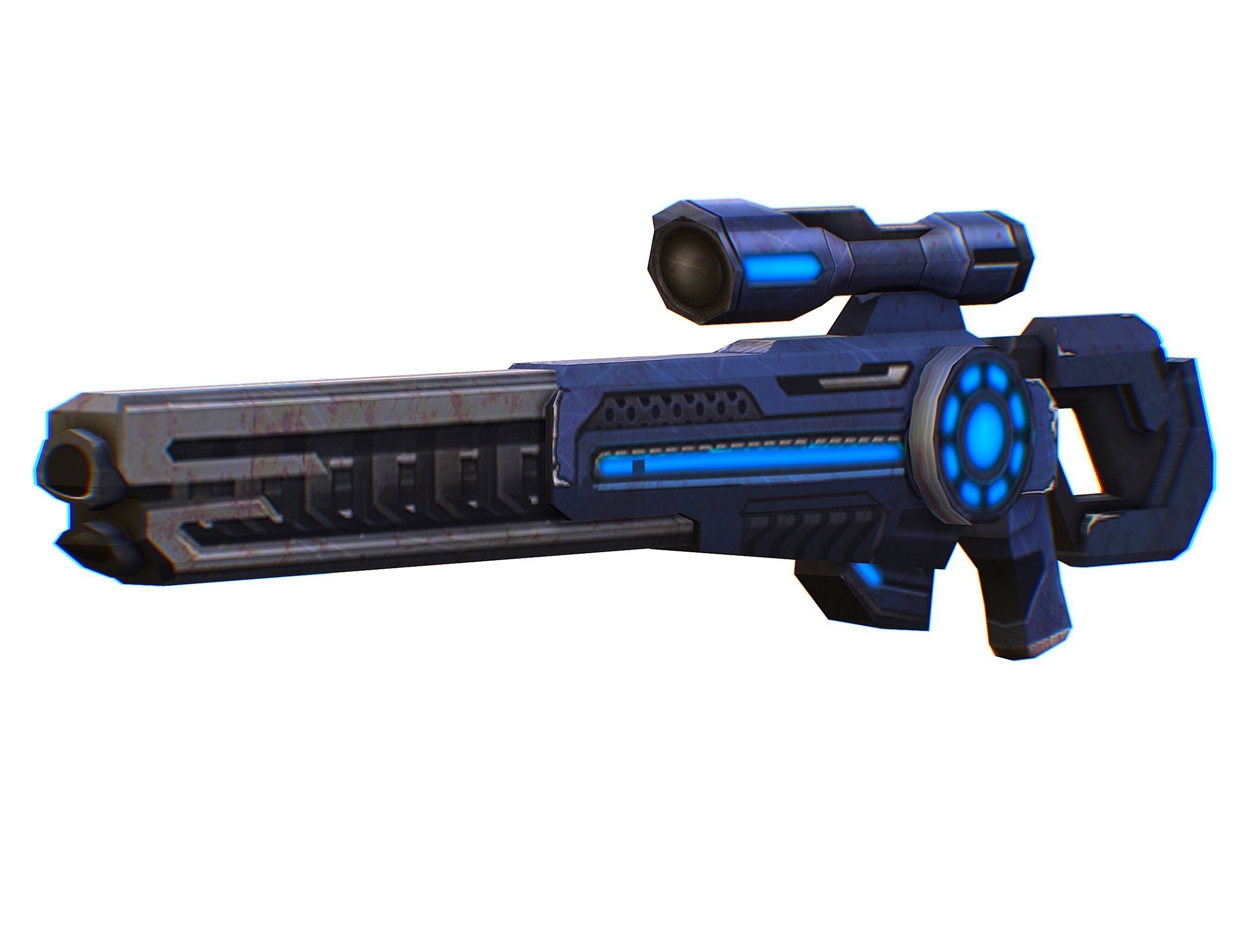 Sniper rifle of the future weapon barrel blaster laser arms Low-poly 3D model_30