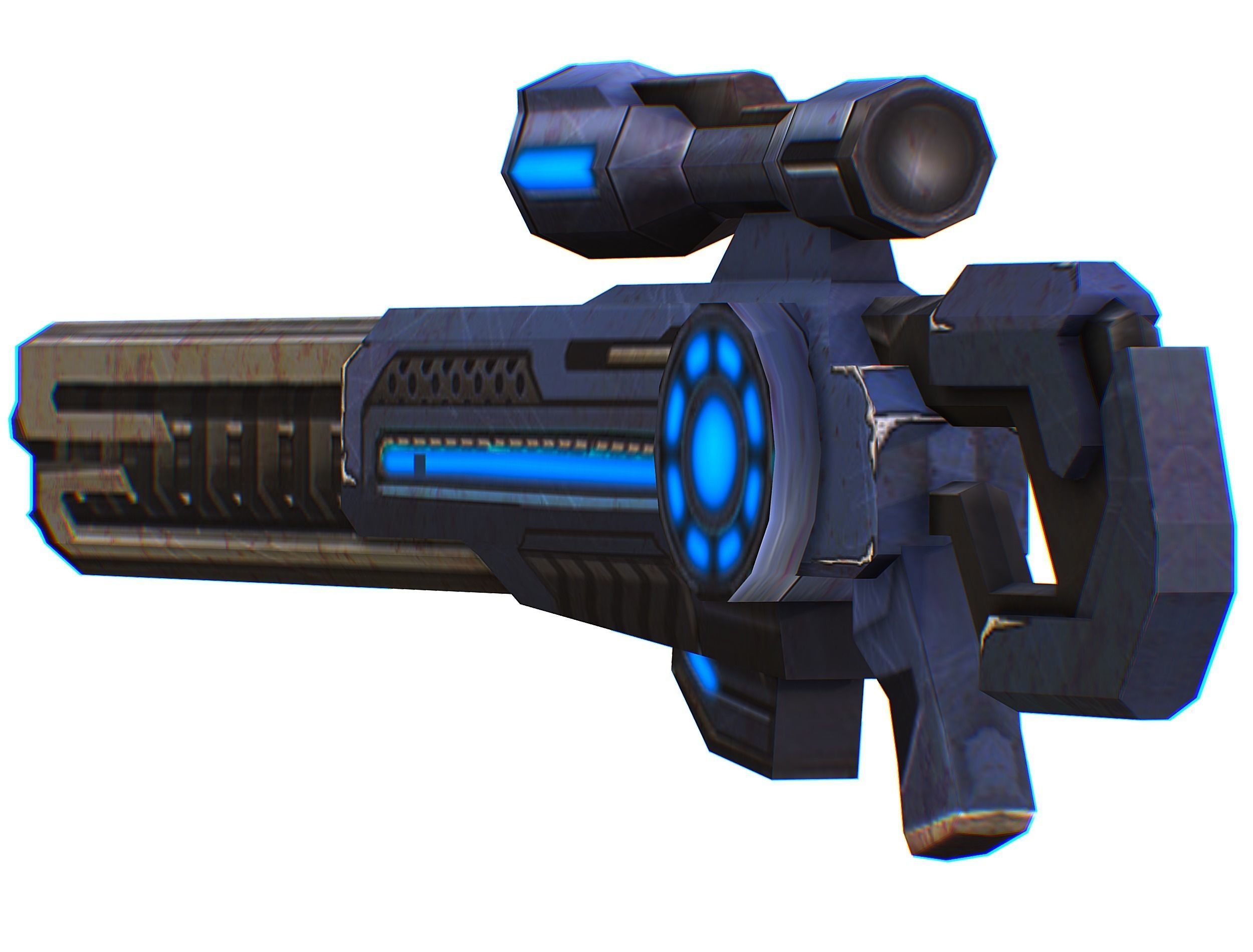 Sniper rifle of the future weapon barrel blaster laser arms Low-poly 3D model_17