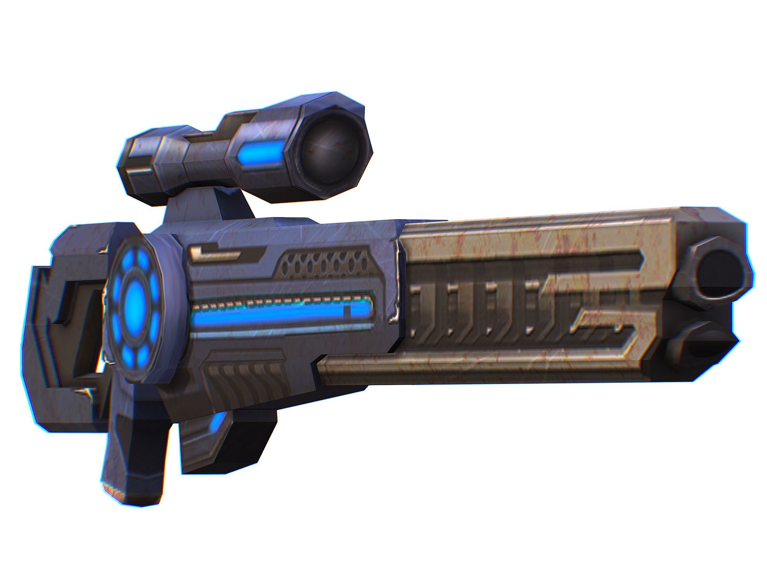 Sniper rifle of the future weapon barrel blaster laser arms Low-poly 3D model_36