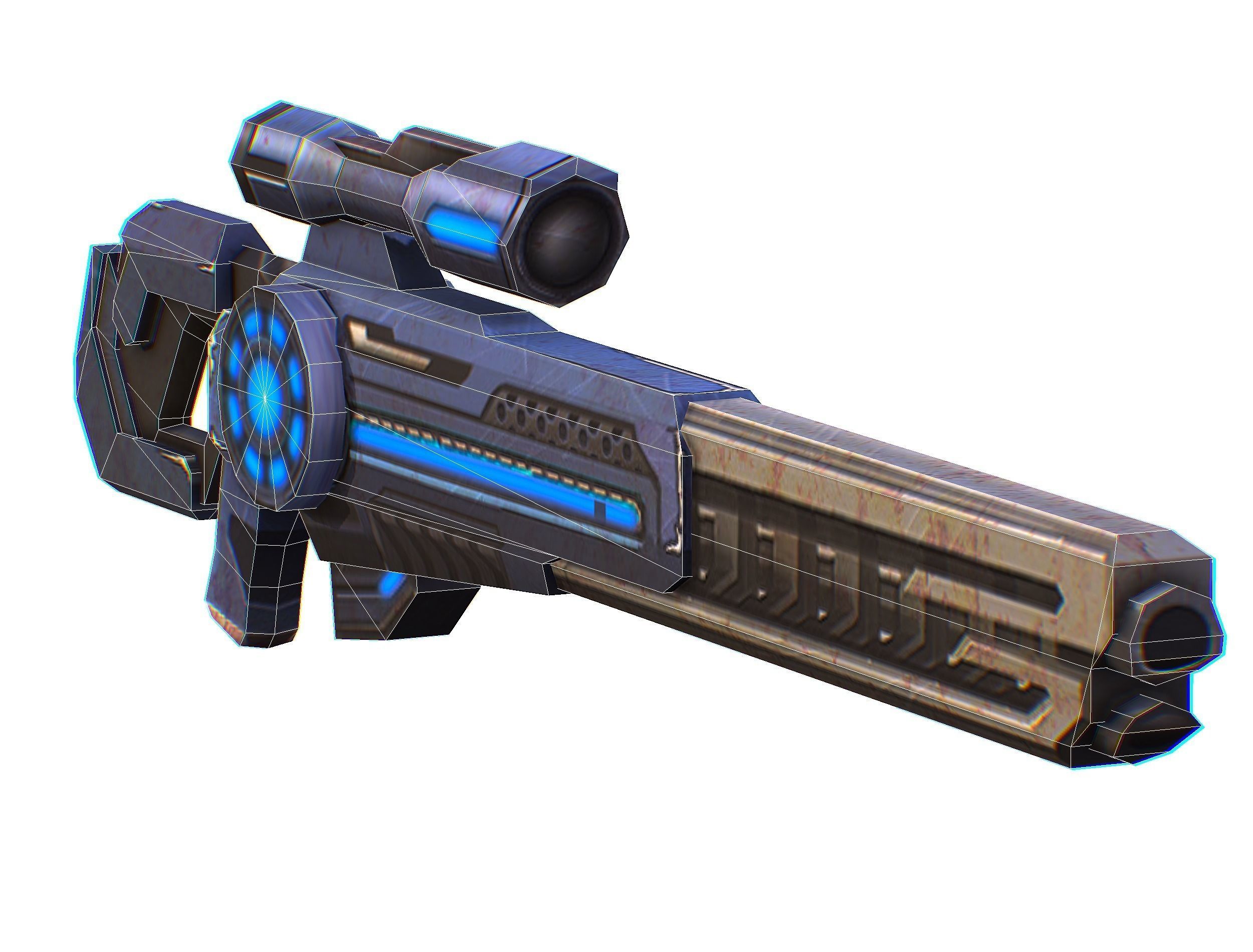 Sniper rifle of the future weapon barrel blaster laser arms Low-poly 3D model_48