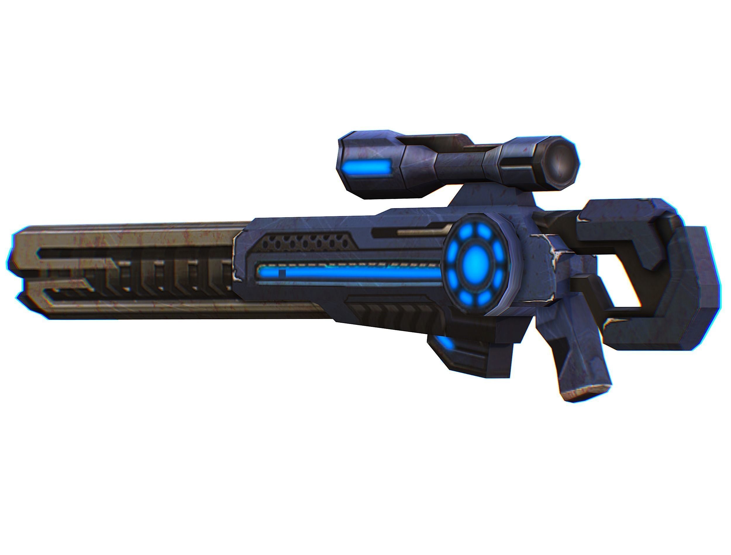 Sniper rifle of the future weapon barrel blaster laser arms Low-poly 3D model_22