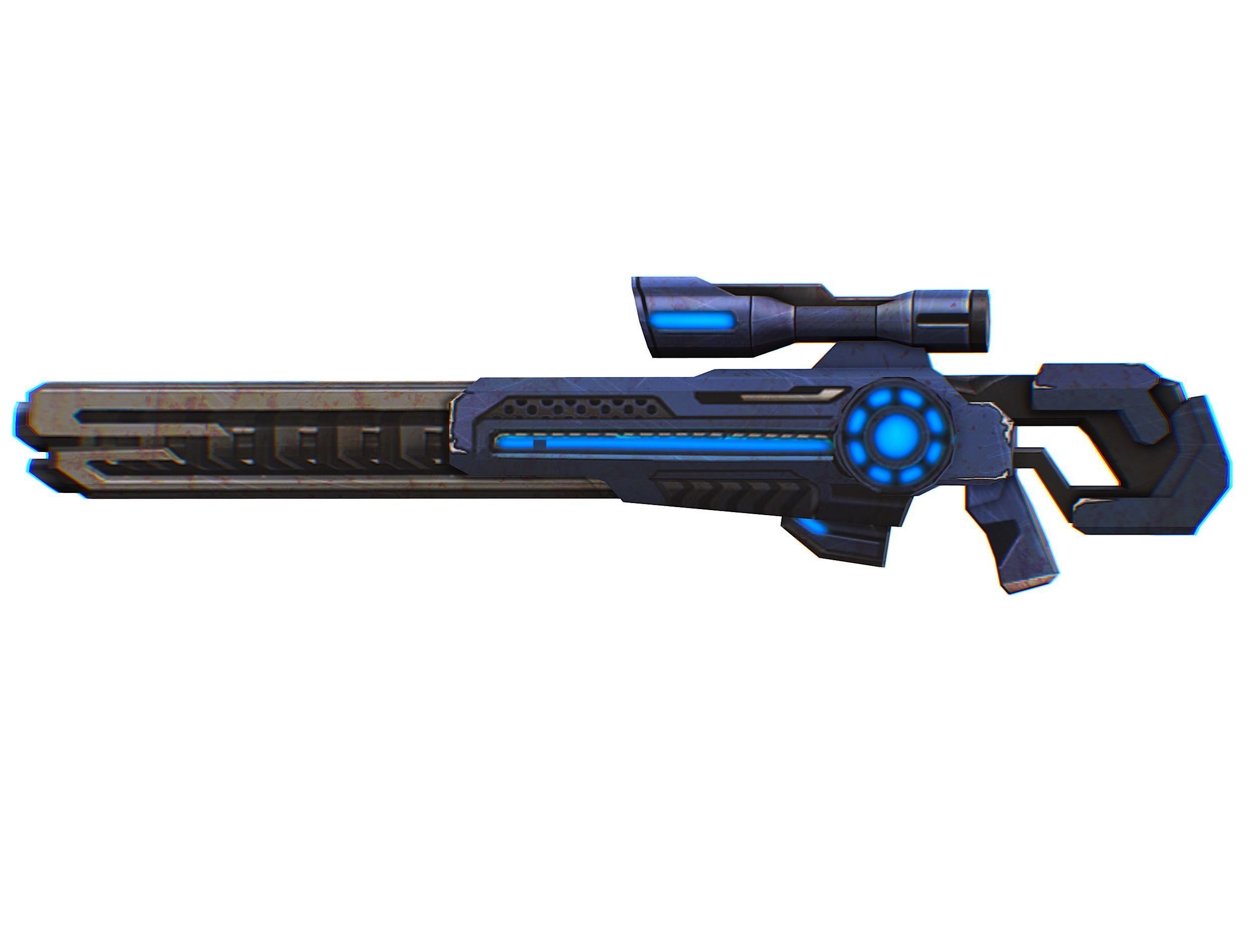 Sniper rifle of the future weapon barrel blaster laser arms Low-poly 3D model_45