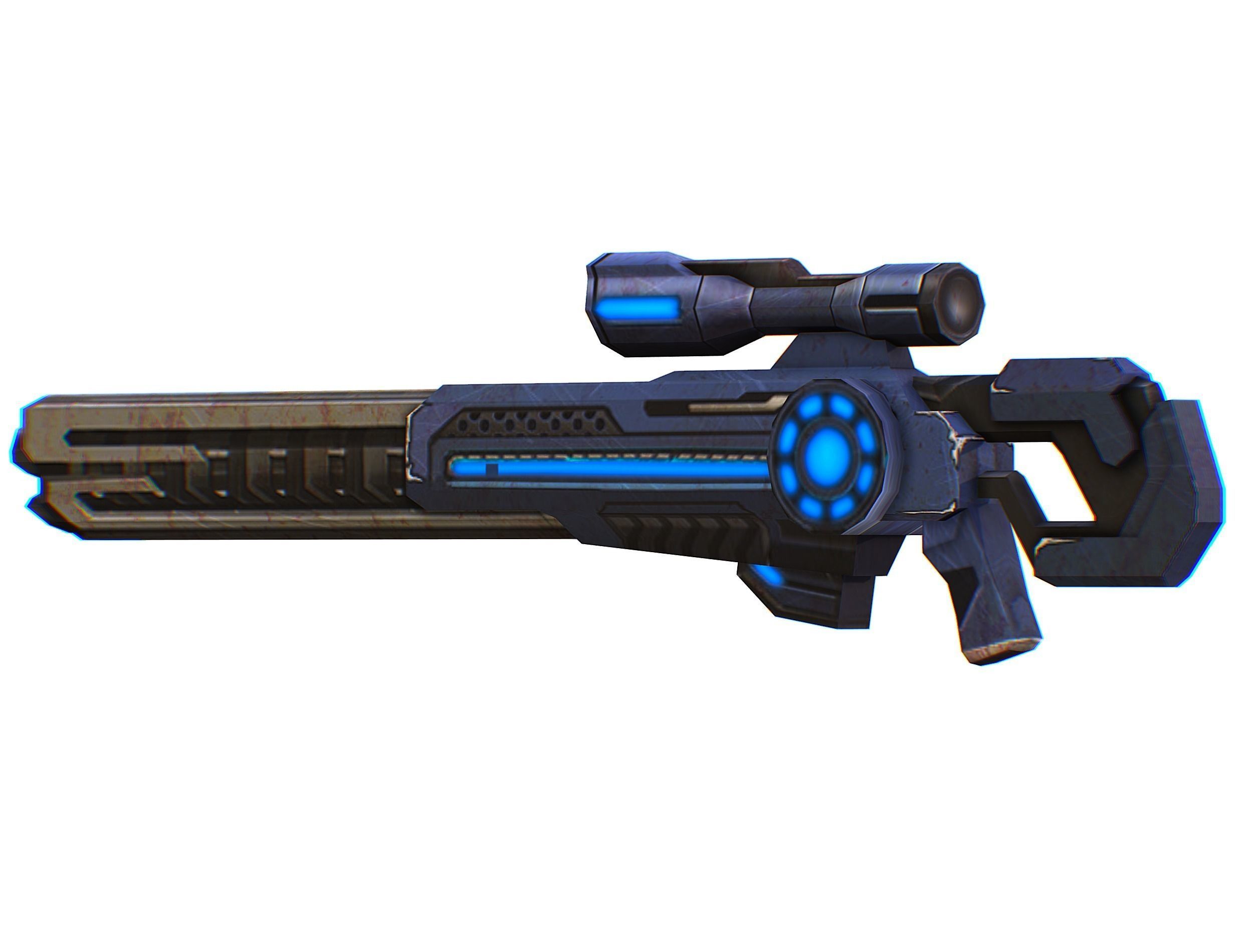 Sniper rifle of the future weapon barrel blaster laser arms Low-poly 3D model_23