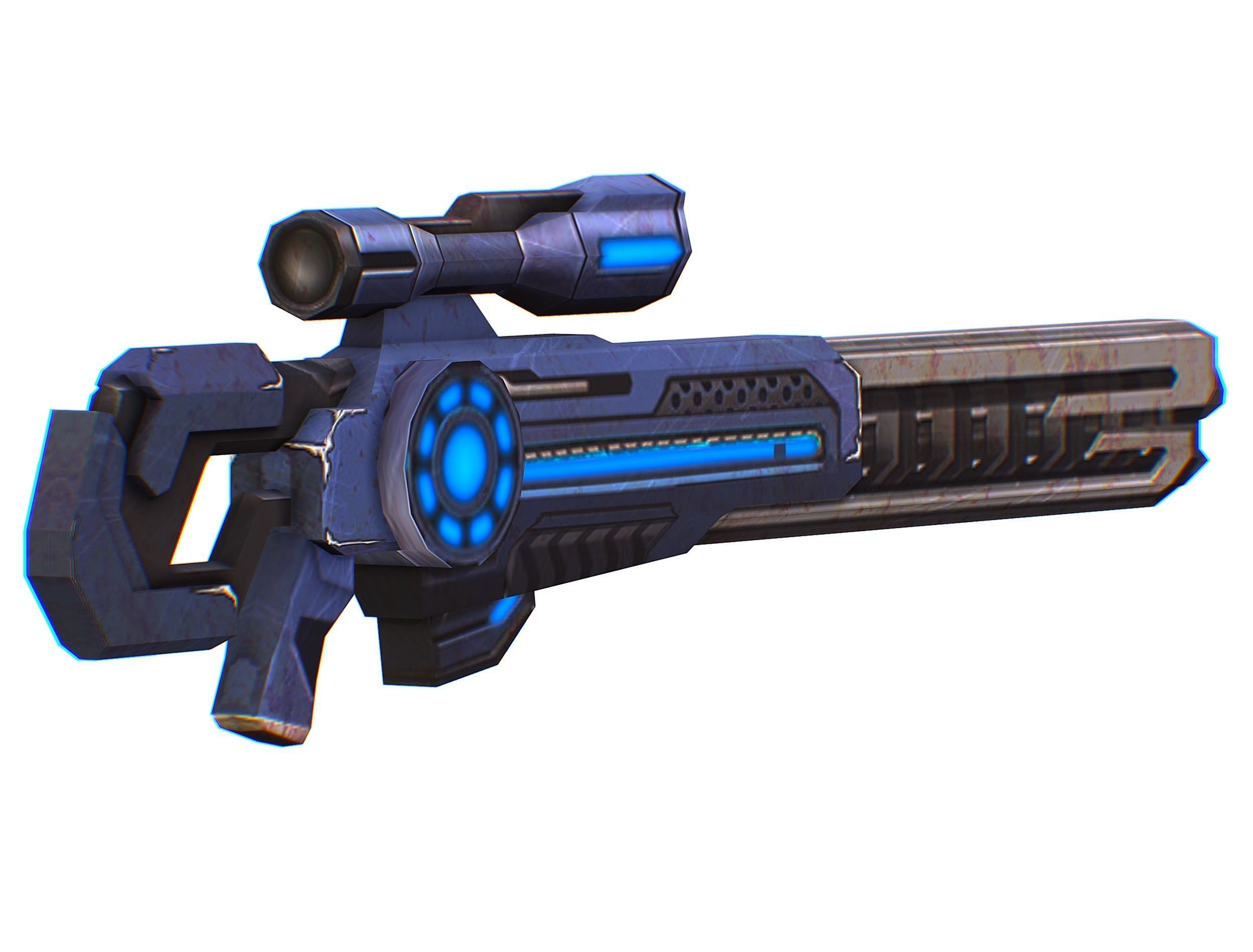 Sniper rifle of the future weapon barrel blaster laser arms Low-poly 3D model_9