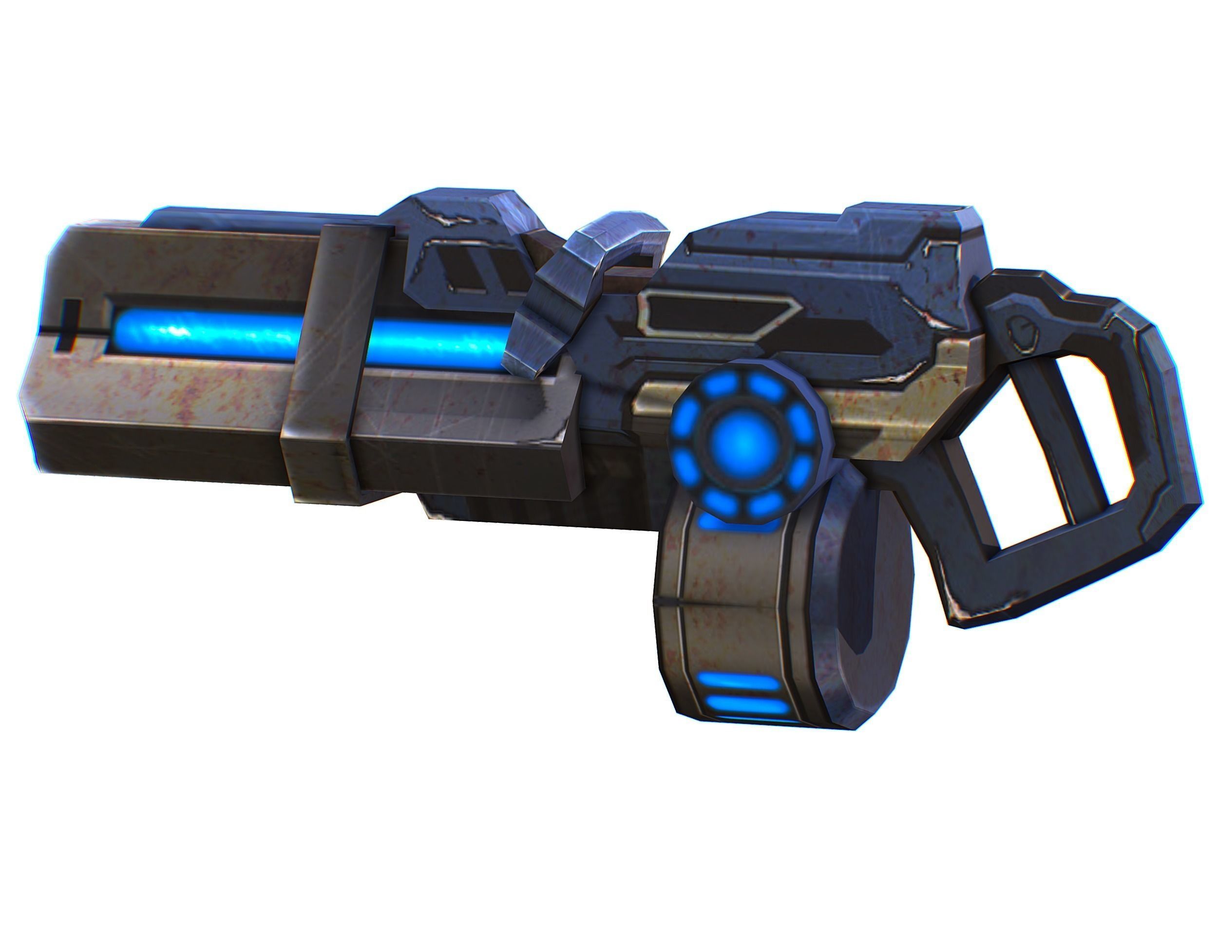 Assault heavy machine gun cannon naff barrel blaster laser arms Low-poly 3D model_16