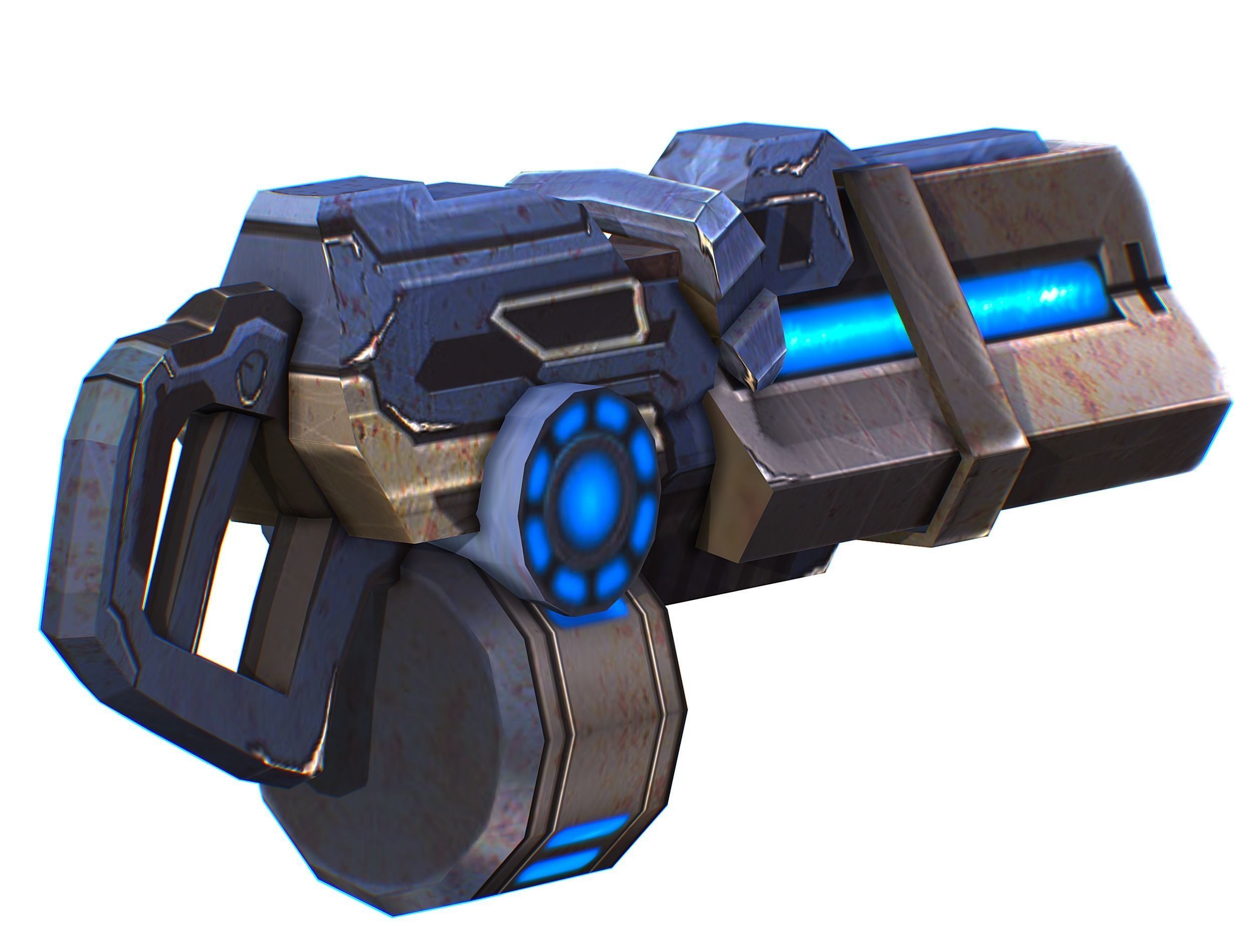 Assault heavy machine gun cannon naff barrel blaster laser arms Low-poly 3D model_7