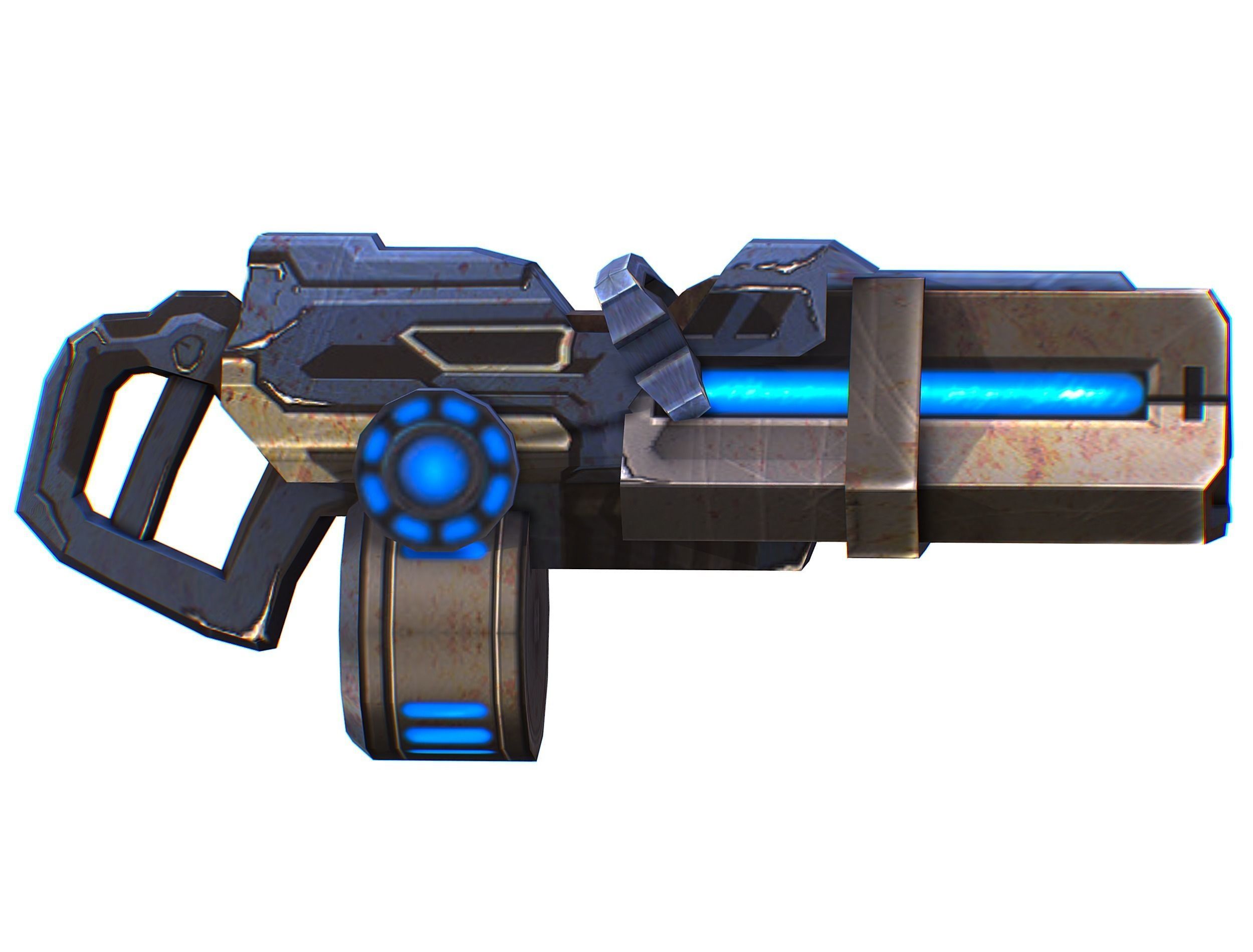 Assault heavy machine gun cannon naff barrel blaster laser arms Low-poly 3D model_2