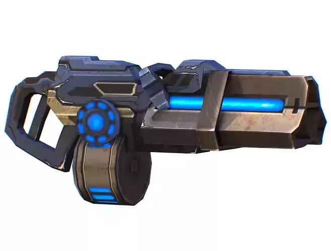 Assault heavy machine gun cannon naff barrel blaster laser arms Low-poly 3D model Assault heavy machine gun cannon naff barrel blaster laser arms Low-poly 3D model