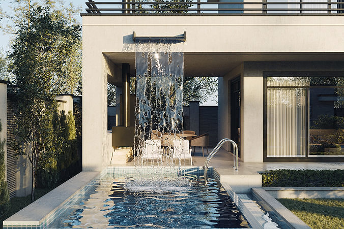 White Villa 3D model 6