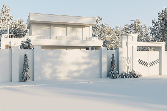 White Villa 3D model 7