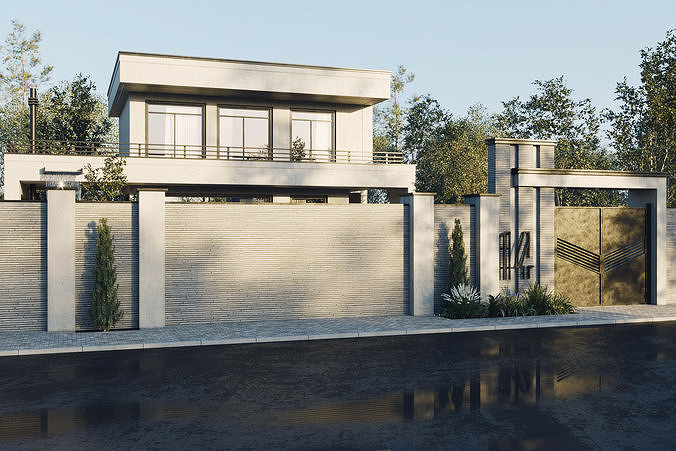 White Villa 3D model 3
