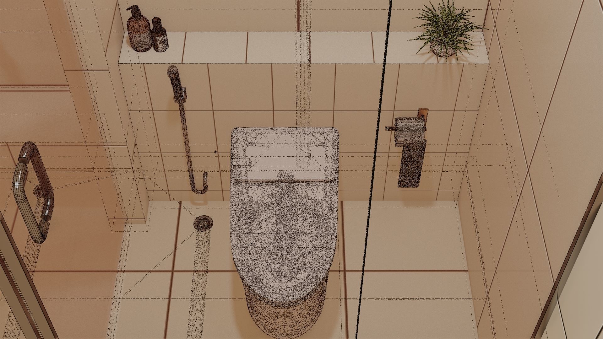 Fully Game ready low poly bathroom full 5 set of 50plus 3Dmodels 3D model_84