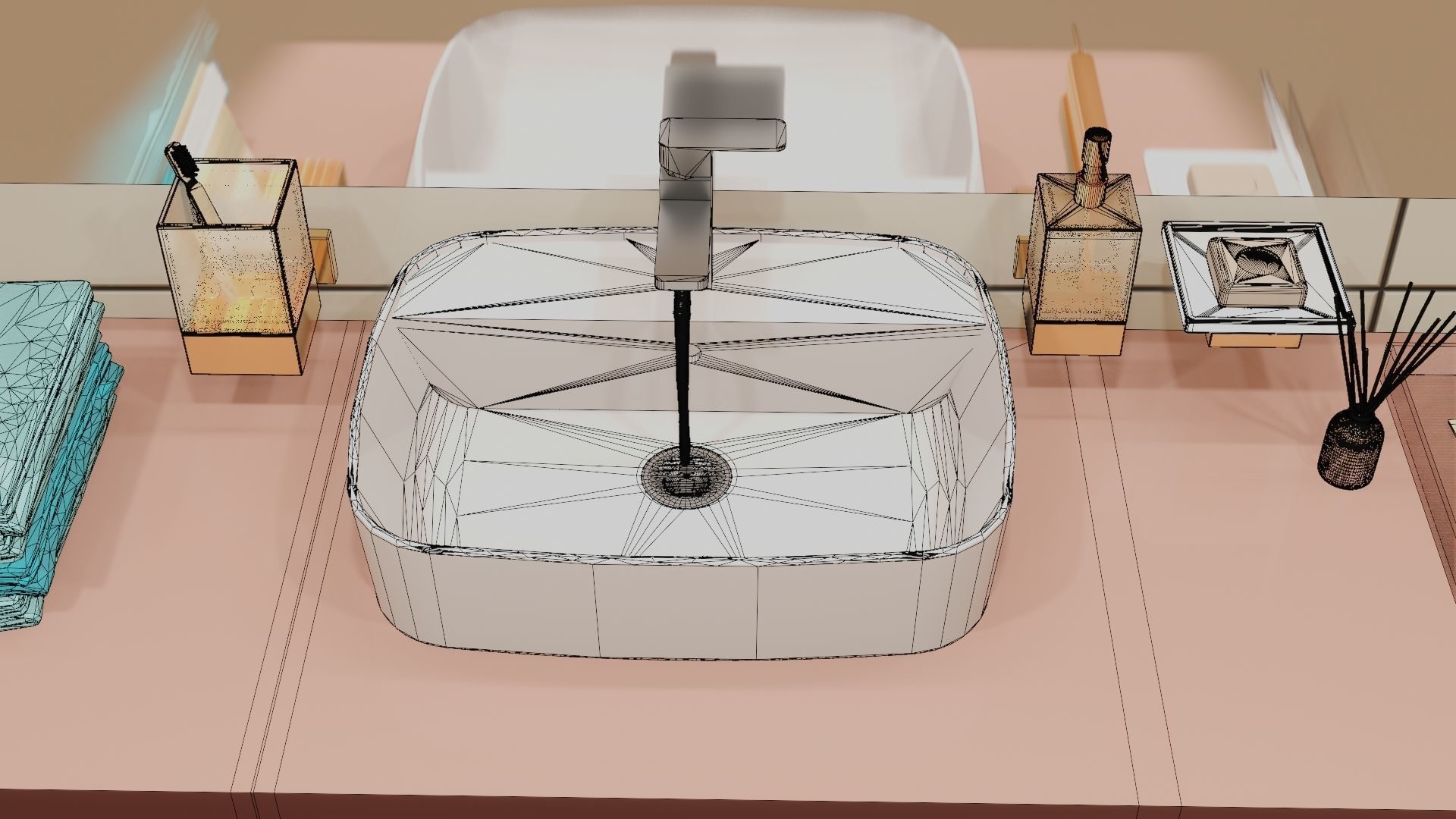 Fully Game ready low poly bathroom full 5 set of 50plus 3Dmodels 3D model_80