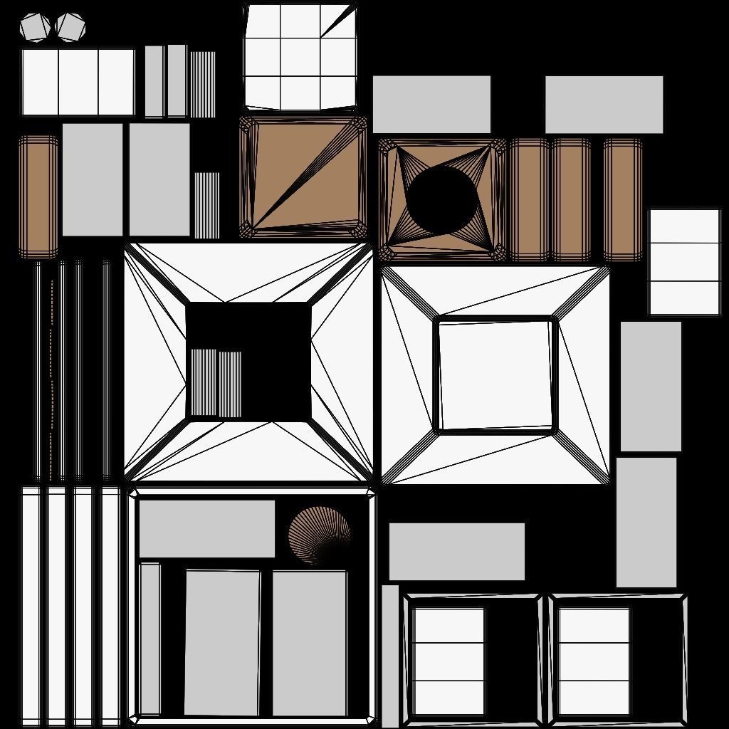 Fully Game ready low poly bathroom full 5 set of 50plus 3Dmodels 3D model_101