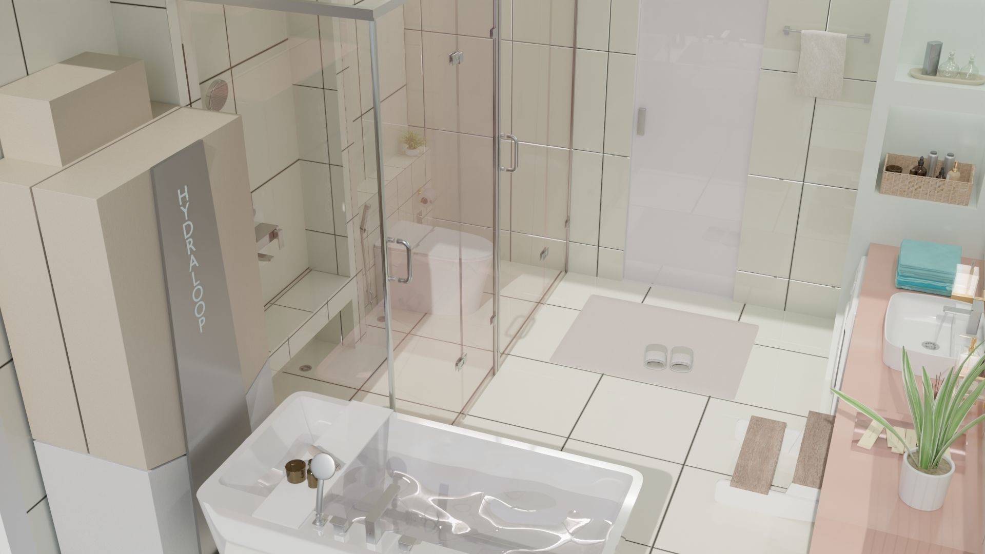 Fully Game ready low poly bathroom full 5 set of 50plus 3Dmodels 3D model_53