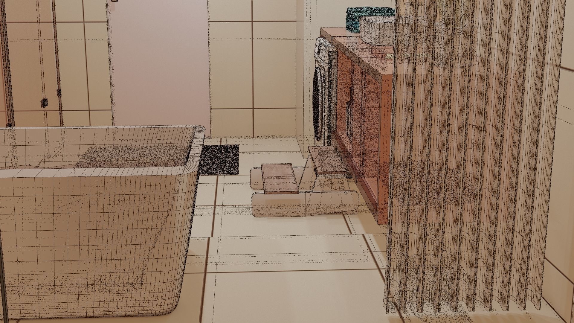 Fully Game ready low poly bathroom full 5 set of 50plus 3Dmodels 3D model_97