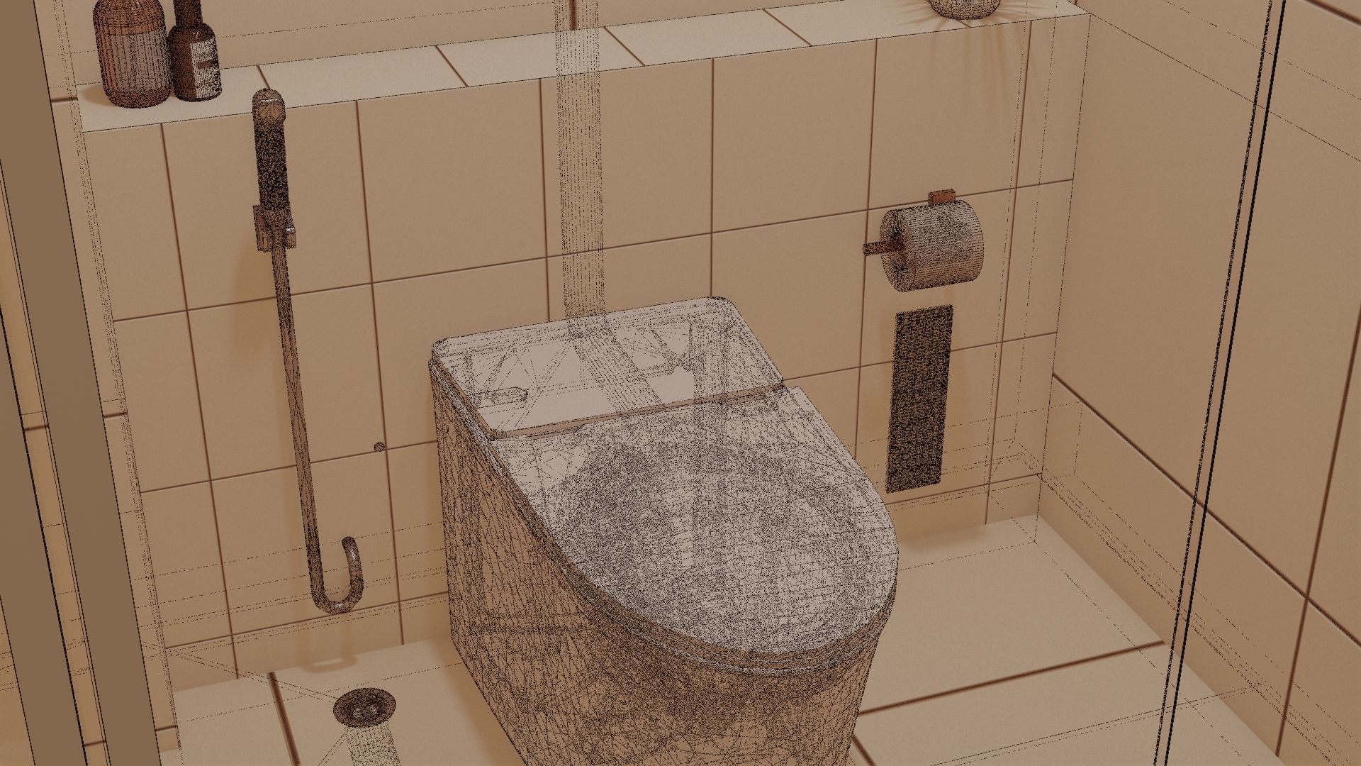 Fully Game ready low poly bathroom full 5 set of 50plus 3Dmodels 3D model_99