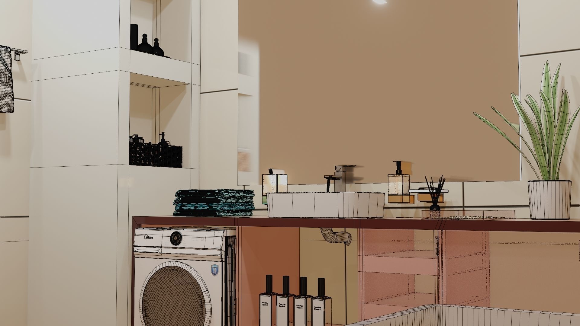 Fully Game ready low poly bathroom full 5 set of 50plus 3Dmodels 3D model_62