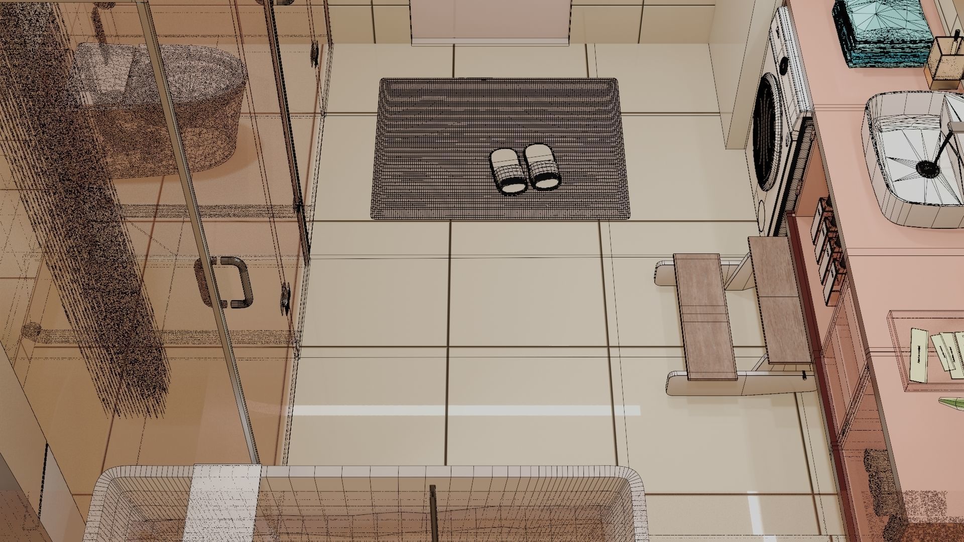 Fully Game ready low poly bathroom full 5 set of 50plus 3Dmodels 3D model_63