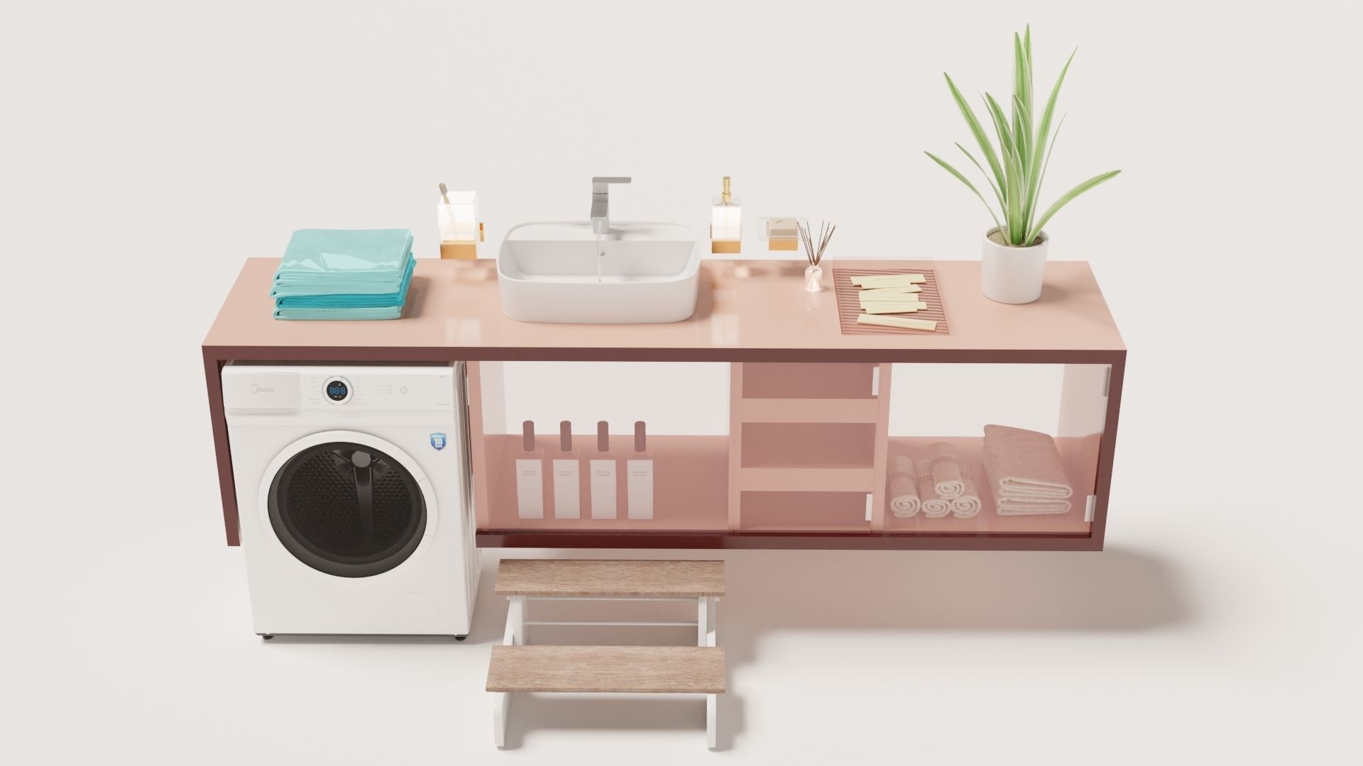 Fully Game ready low poly bathroom full 5 set of 50plus 3Dmodels 3D model_2